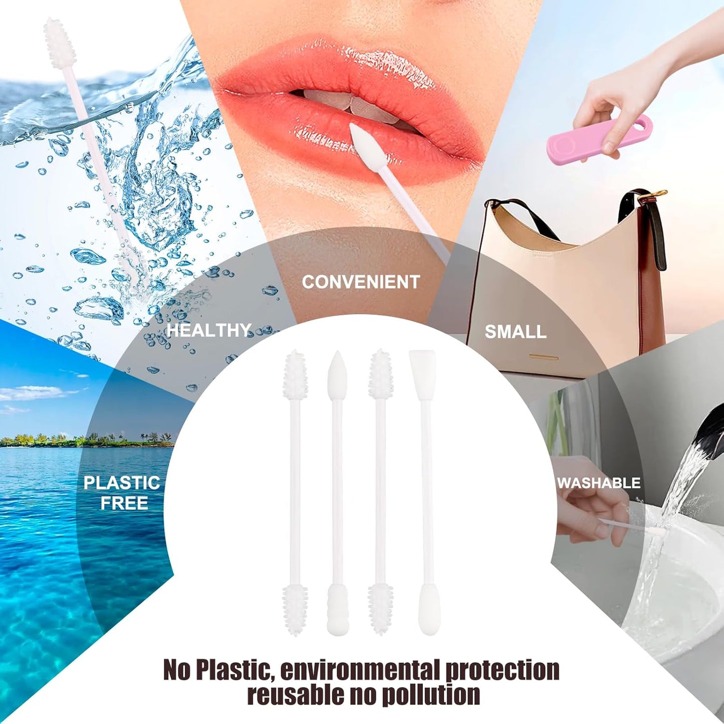 Reusable Cotton Swabs for Ear Cleaning - The Sustainable and Sanitary Alternative to Single-Use Q Tips - Zero Waste and Easy to Clean - Comes with a Convenient Travel Case Holder - Blue and Pink