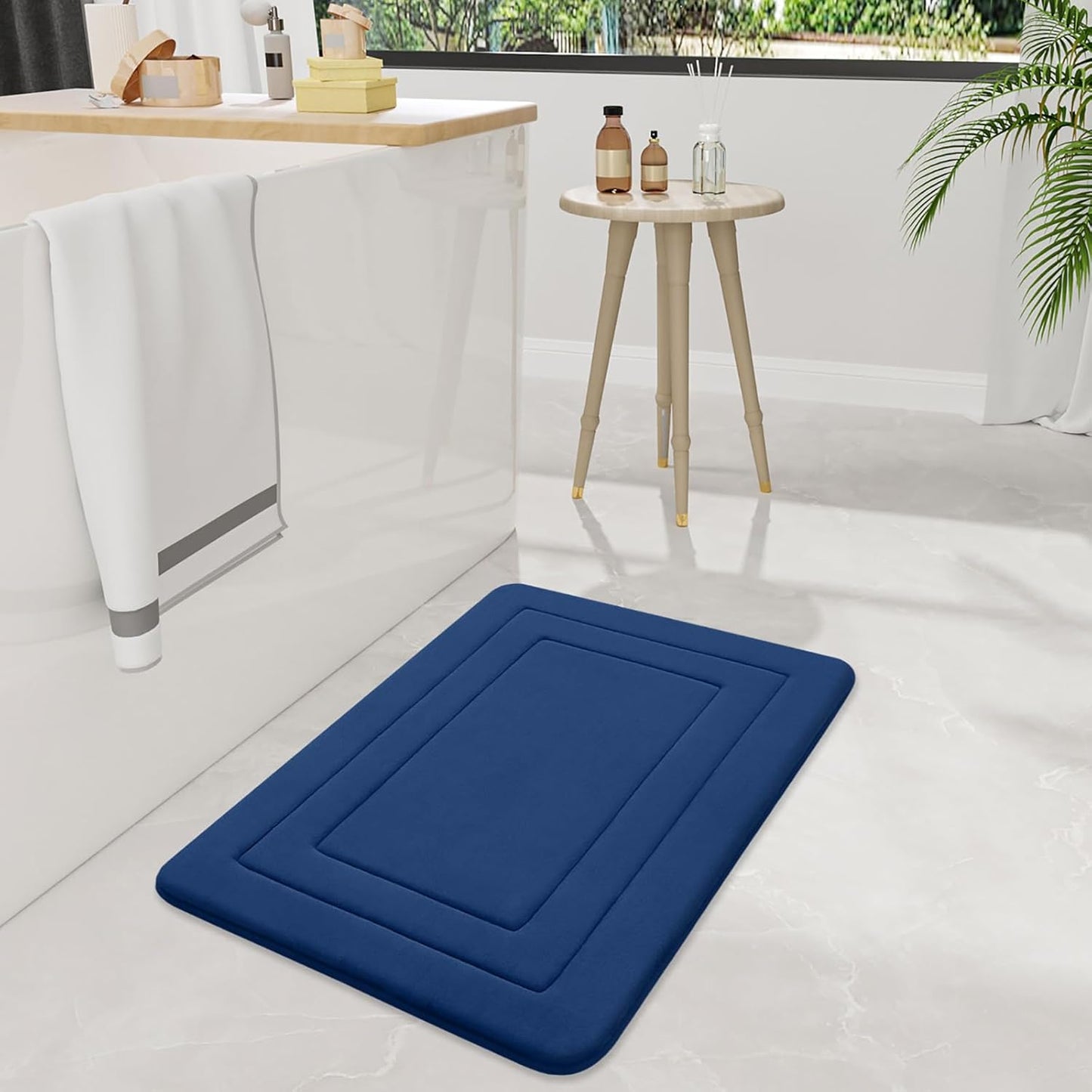 Arotive Memory Foam Bathroom Rug Mat 70x24, Ultra Soft and Absorbent Bath Mat, Machine Wash Dry, Comfortable Bath Rug Carpet for Bathroom Floor, Tub and Shower, Navy