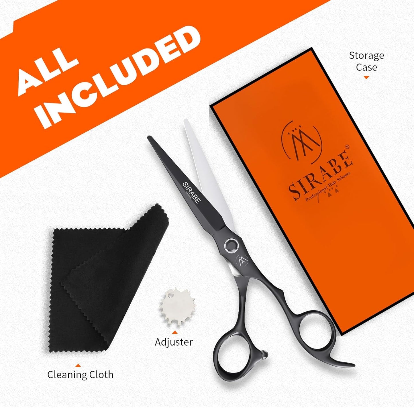 Sirabe HIGH-END Professional Hair Cutting Scissors Shears - Ultra Sharp Blades for Precise Cutting - Barber Shears Haircut Scissors 440C Stainless Steel for Salon Hairstyling & Home Hairdressing
