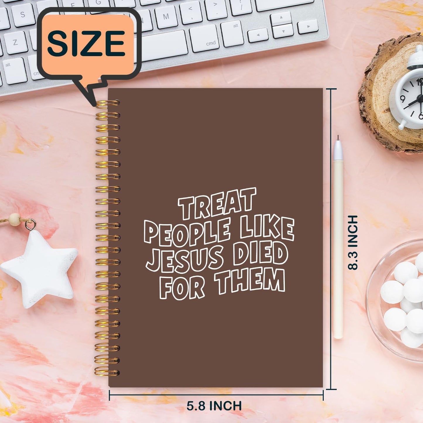 Christian Spiral Journal Notebook 5.5x8.3in, Bible Scripture Journal for Woman, Christian Gifts for Women, Treat People Like Jesus Religious Notebooks for Note Taking, Hardcover Notebook