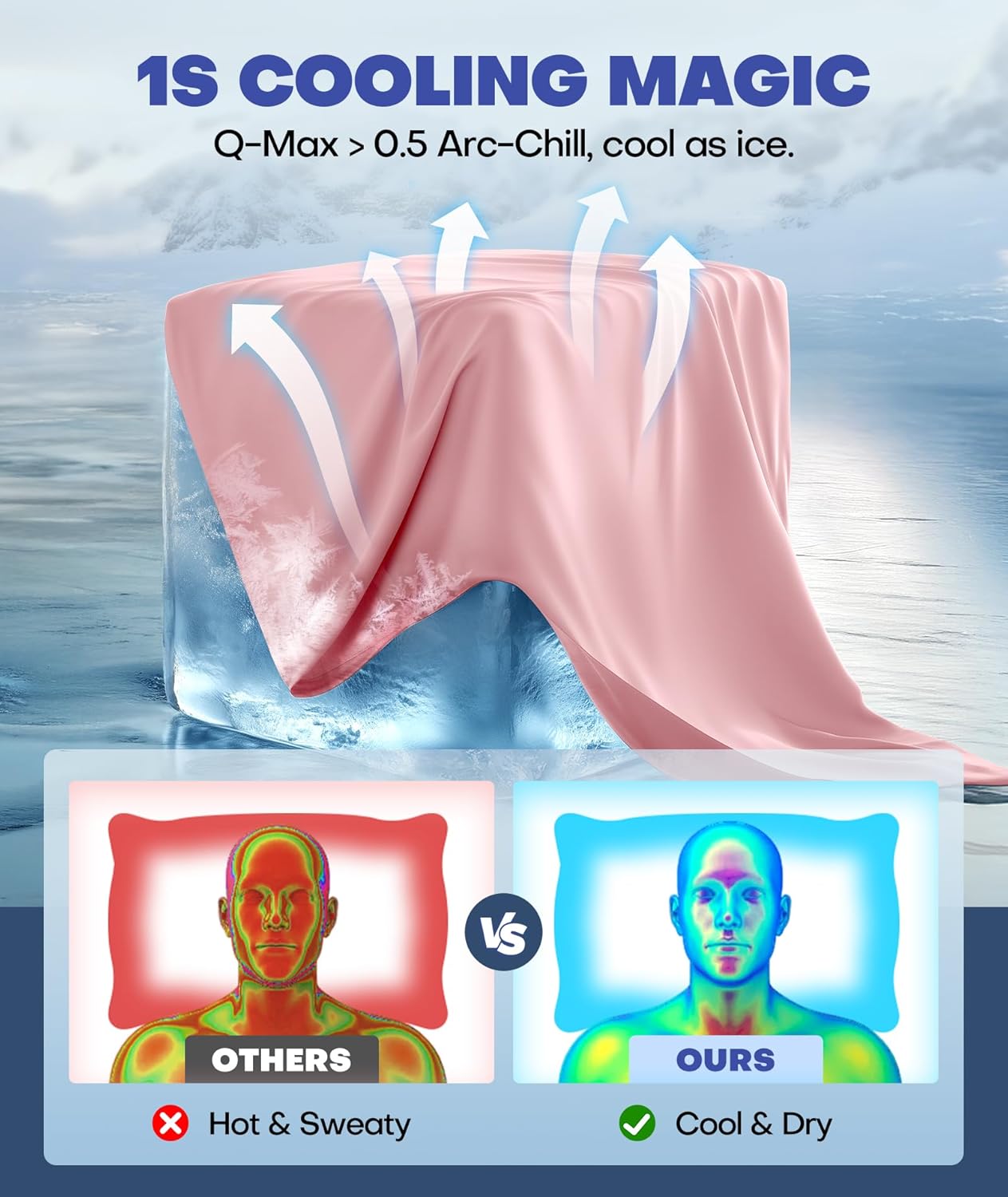 Ice Cooling Pillowcase for Hot Sleepers, Instantly Cool, Stays Cold All Night, Softer Than Silk Pillow Cases, Pillow Covers with Invisible Zipper, Gift for Men & Women - King Size, Coral Pink (1 Pack)