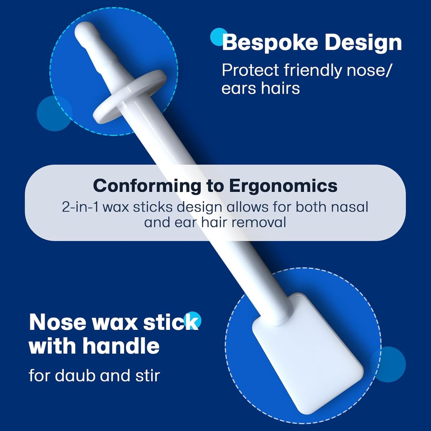 Nose & Ear Waxing Sticks–Professional Nasal Hair Removal 60 Precision Applicators for Pain-Free Waxing at Home. Say Goodbye to Plucking! (Wax refills & wipes sold separately.)