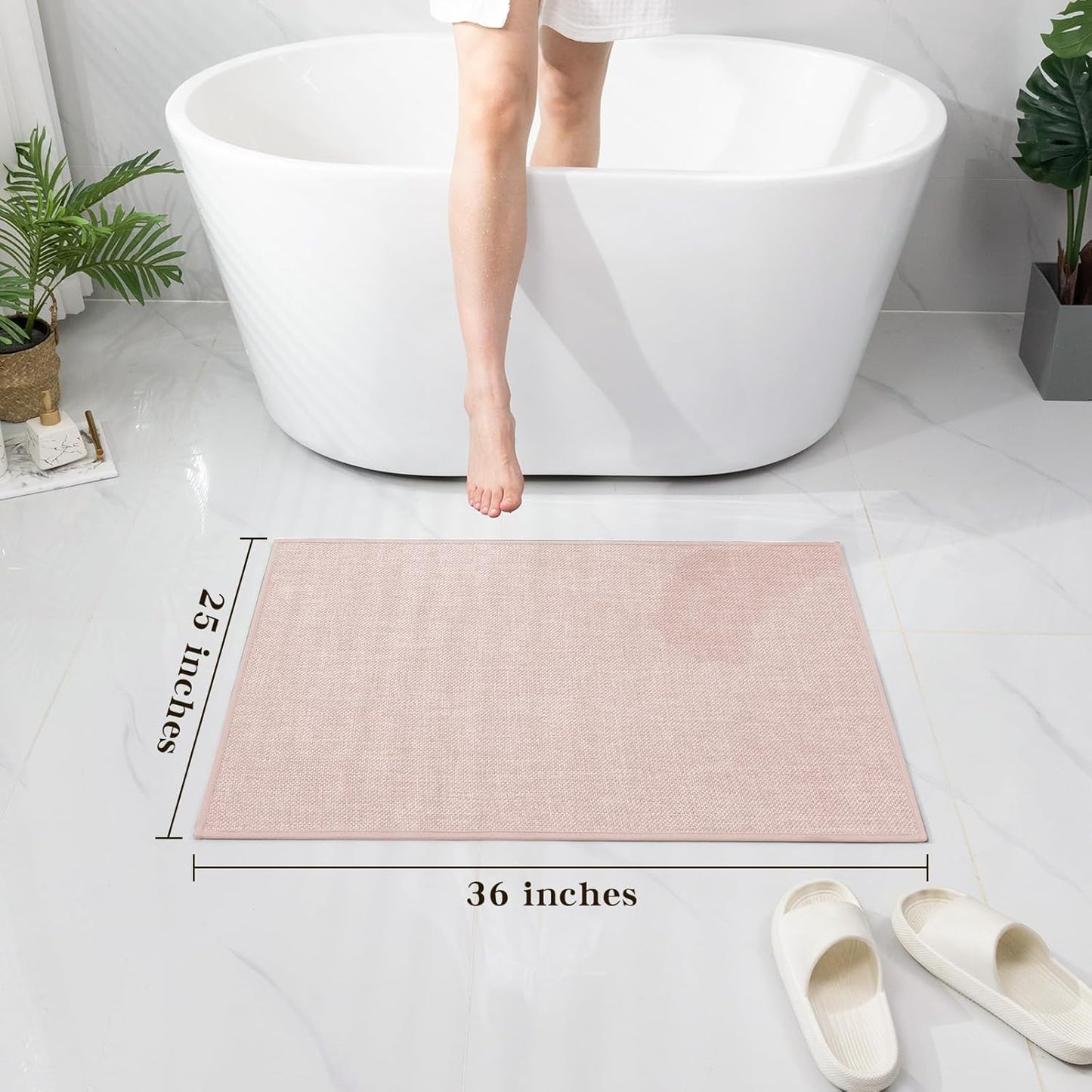 chakme Bathroom Rugs Mat 36x25, Ultra Thin Non Slip Bath Mat Large Quick Dry Absorbent Bath Mat for Bathroom Floor, (Pink, 36"x25")