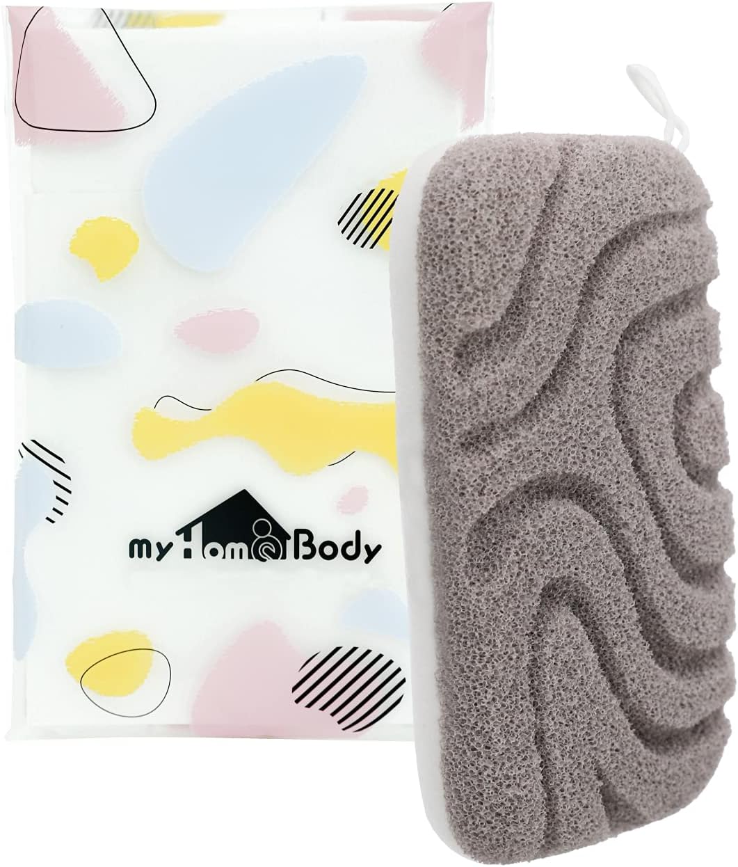 myHomeBody Dual-Texture Shower Sponge, Beauty Body Scrubber Exfoliator for Women, Exfoliating Loofah for Men, 1pc