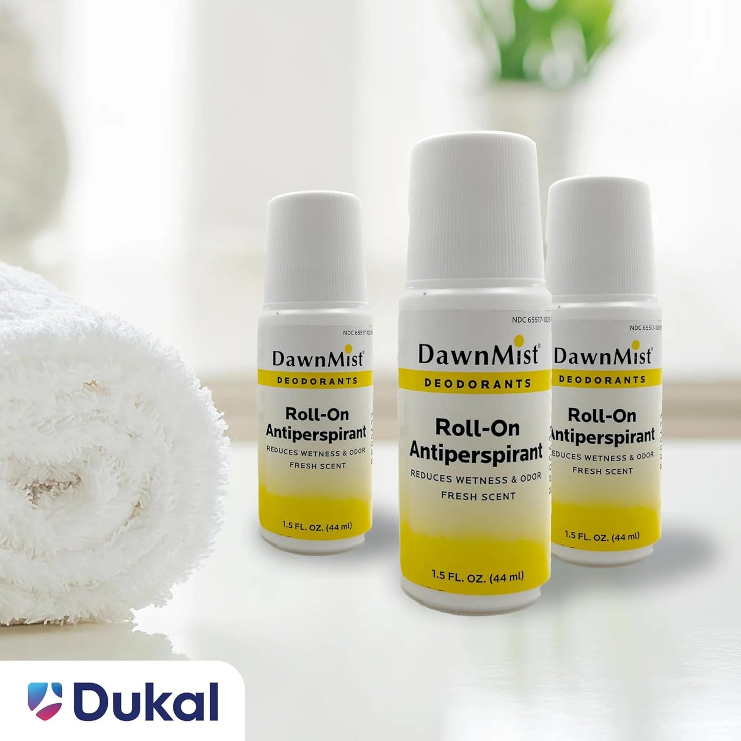 Dukal RD15 DawnMist Roll on Antiperspirant & Deodorant, Fresh Scent, Travel Size, 1.5oz, 20 pack