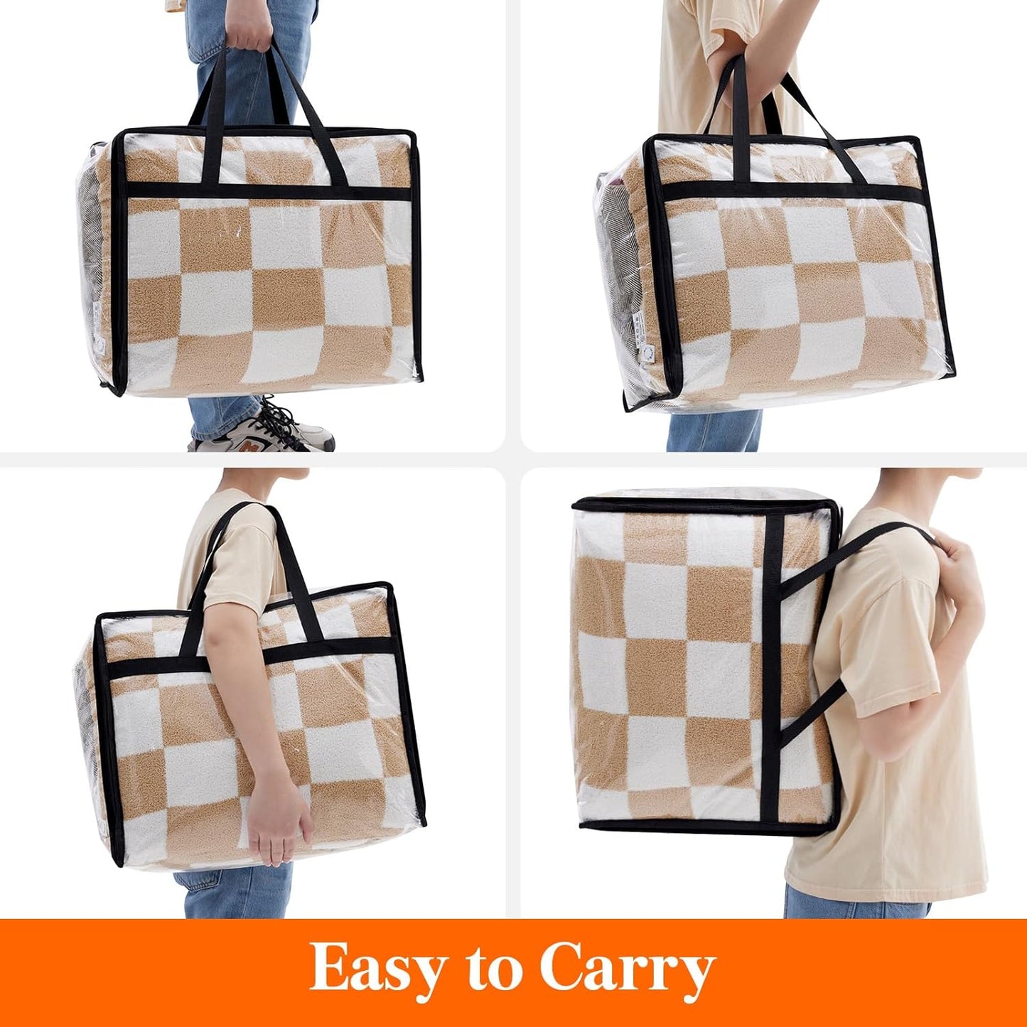 Lifewit 8 Pack Clear Clothes Storage Bags, 40L Plastic Blanket Storage Bag, Vinyl Foldable Moving Bags with Zipper, Closet Organizers and Storage Containers for Bedding, Duvet, Comforter