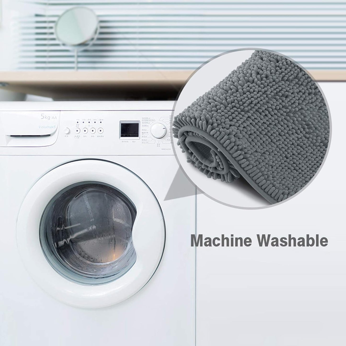 Chenille Bath Mats, Plush Absorbent Bath Mats Quick Dry, Soft & Machine Washable, Non Slip Carpet For Bathroom, Thick Bathroom Rugs, Shower Restroom Rug Mat, Alfombras De Baño, Bathrugs Matts, 59"x21"