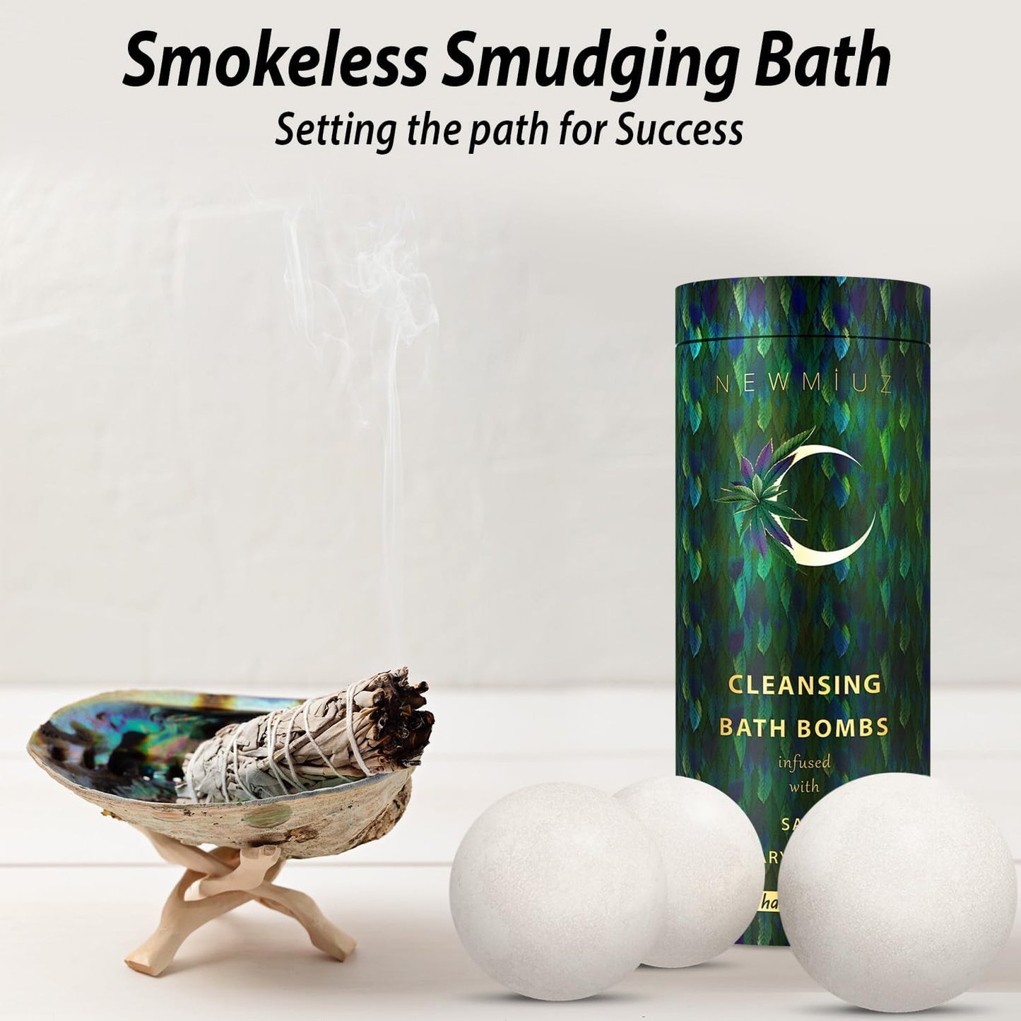 Sage Bath Bombs Spiritual Bath Energy Clearing Protection Shielding Smokeless Smudging Sage Rosemary and Spearmint Relaxation Stress Relief Spa Gift