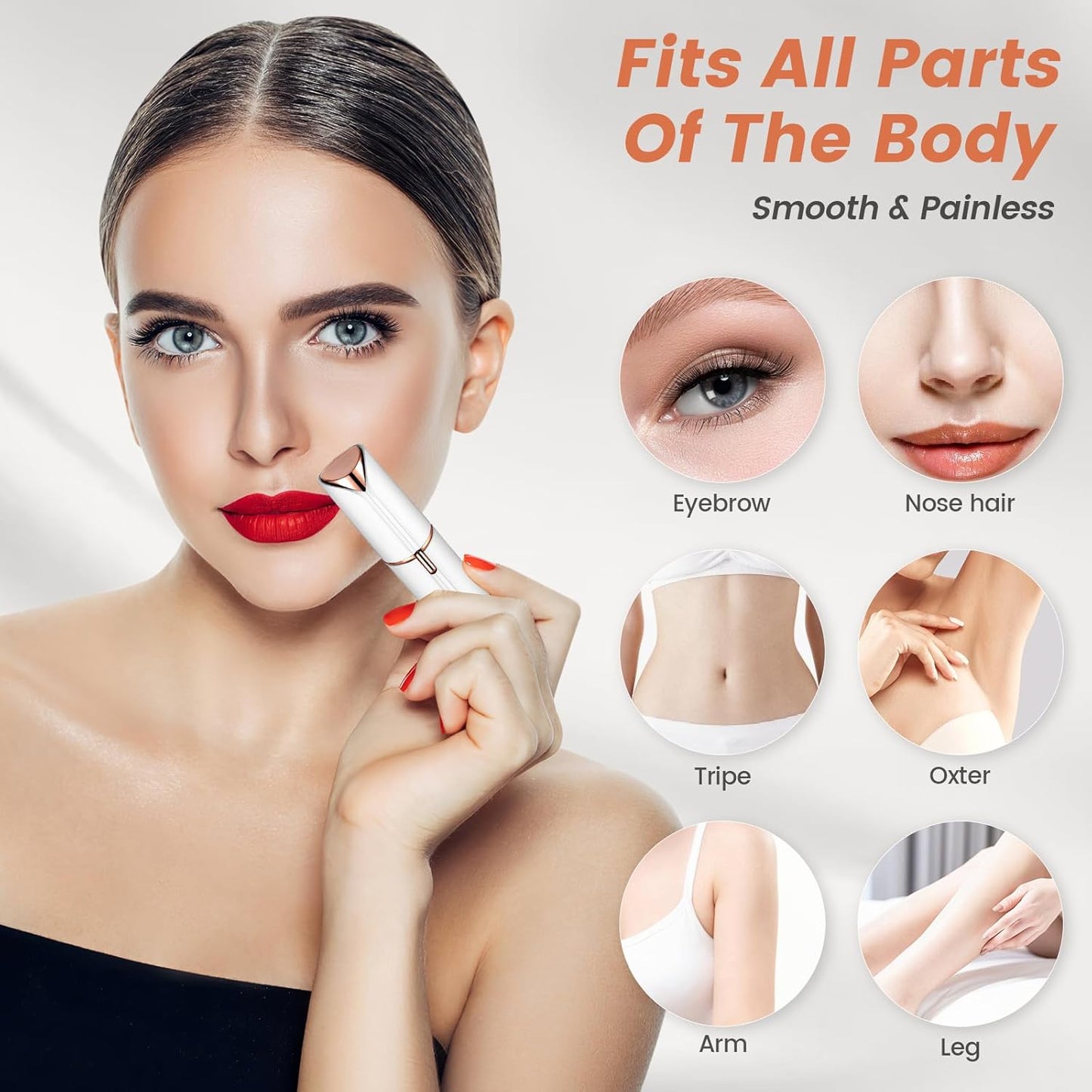 Facial Hair Remover for Women- as Seen on TV Painless Face Shaver -Mini Hair Remover, Electric Razor Shaver Portable Bikini Epilator for Lips, Chin(White+2 Heads)