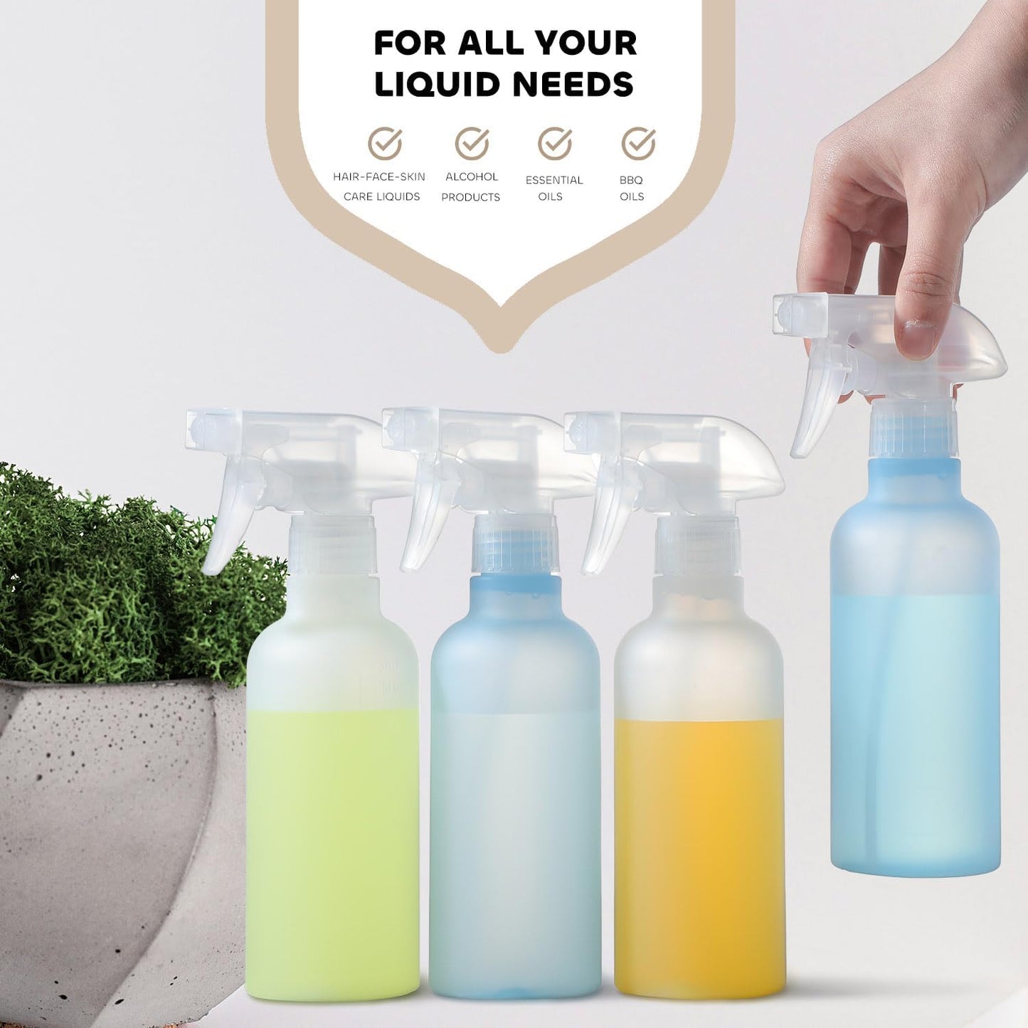 10 oz Spray Bottles, Mist/Stream Adjustable Small Spray Bottle for Hair Cleaning Plants Pet, BPA-free Plastic Water Empty Squirt Bottle with Measurements, 2 Pack