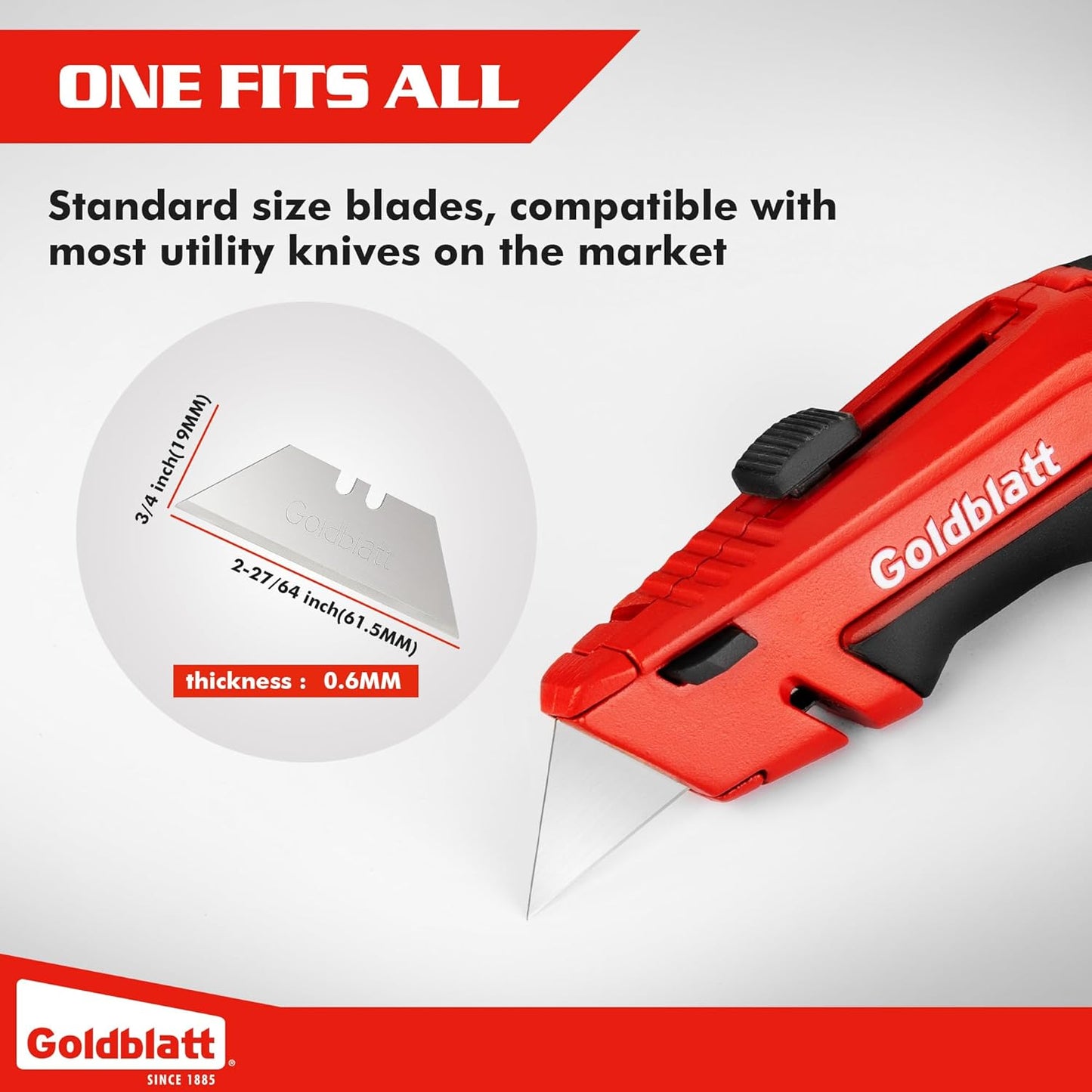 Goldblatt 100-Pack Utility Blades Premium Tempered SK2M Steel with Dispenser (G08283)