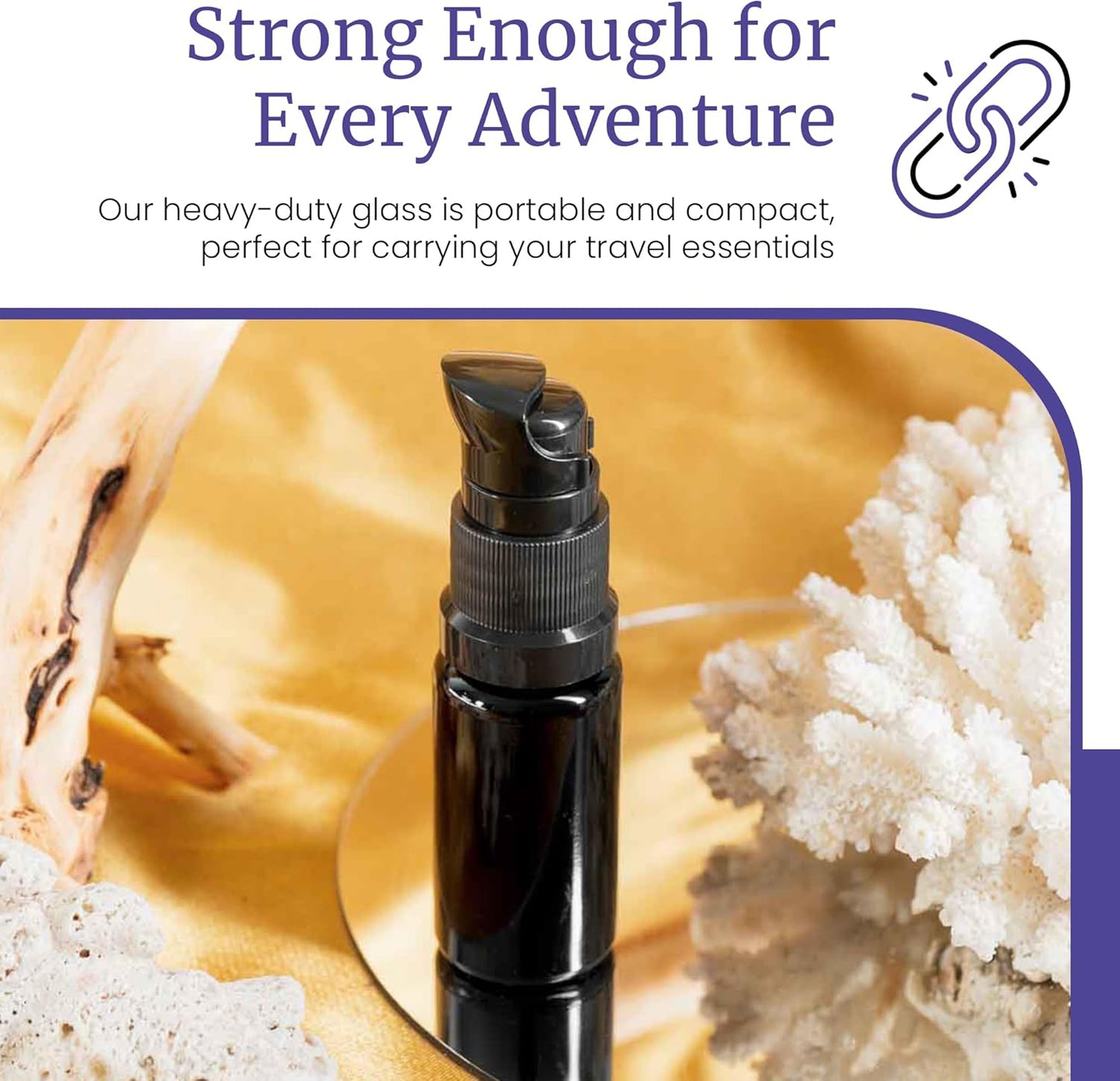 Infinity Jars 15 Ml (0.5 fl oz) Refillable Ultraviolet Black Glass Pump Bottles Leak-Proof Travel Containers for Toner, Sanitizer, Beard Oil, Hair Serum, Essential Oils 3-Pack