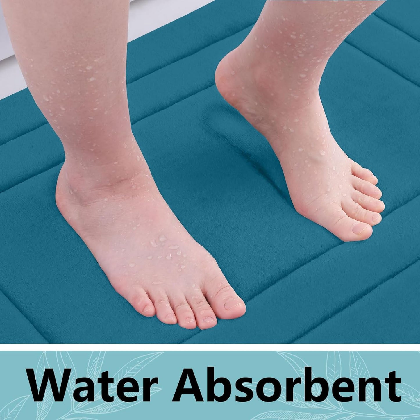 Arotive Memory Foam Bathroom Rug Mat 47x20, Ultra Soft and Absorbent Bath Mat, Machine Wash Dry, Comfortable Bath Rug Carpet for Bathroom Floor, Tub and Shower, Peacock Blue