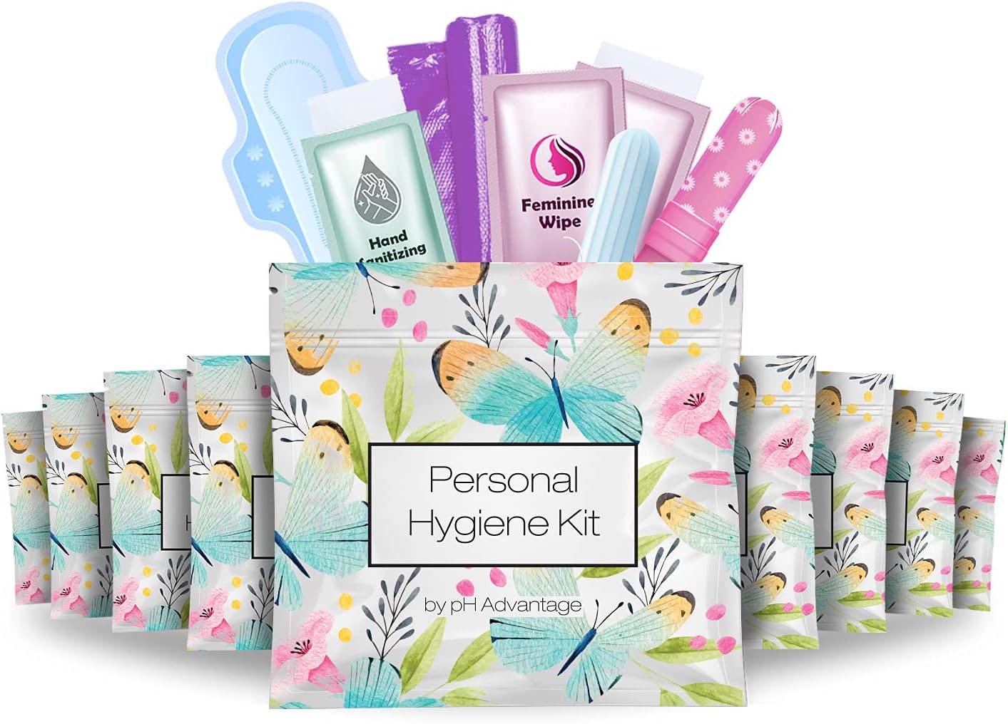 Butterfly Style Menstrual Kit All-in-One 60 Pack | Convenience on The Go | Period Kit Pack for Travelling, Tweens & Teenagers or just When You’re Out | Individually Wrapped Feminine Hygiene Product
