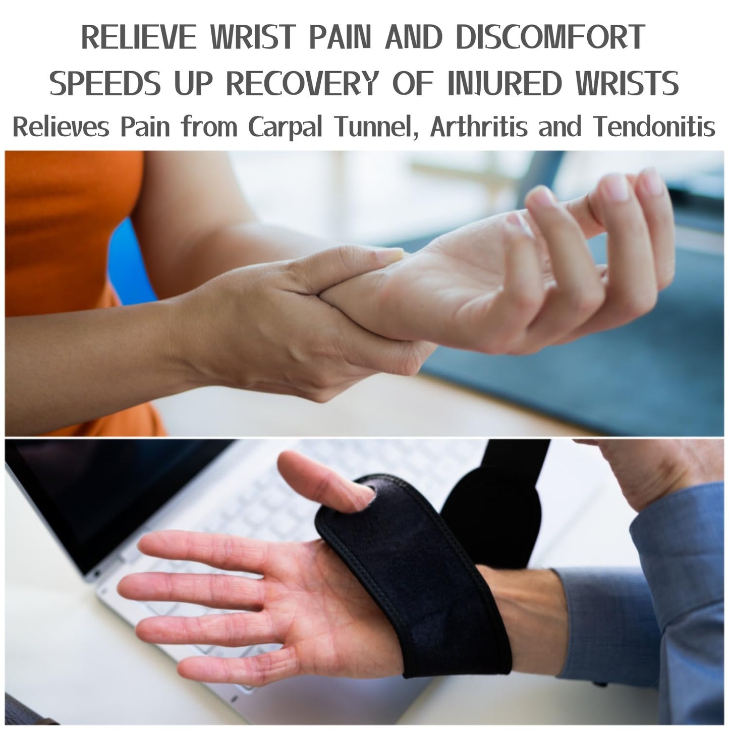 2 Pack Wrist Braces - Wrist Wraps for Carpal Tunnel, Arthritis, and Tendinitis Pain Relief - Fits Both Right and Left Hands - Compression and Support for Fitness Enthusiasts