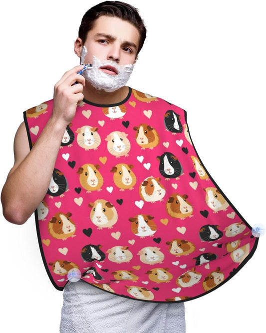 Adjustable Beard Catcher Apron, Love Heart Guinea Pig Pet Shave Bib, Non-Stick Waterproof Grooming Bib, Shaving Essential for Men Dad Christmas