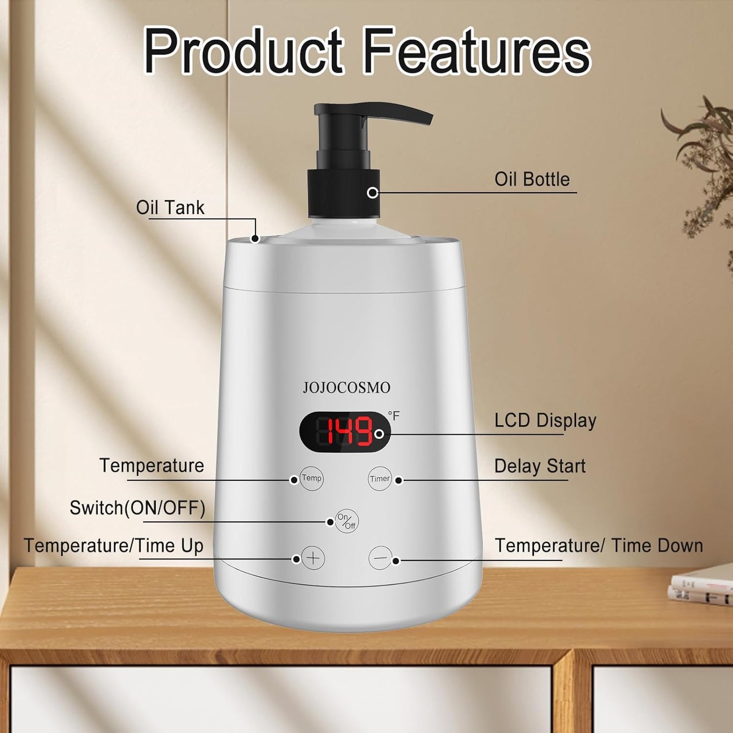 Massage Oil Warmer Heater with Two Bottles Dispenser, Digital Lotion Warmer, Oil Warmer Dispenser, Automatic Massage Oil Heater for SPA, Salon, Home (silver)