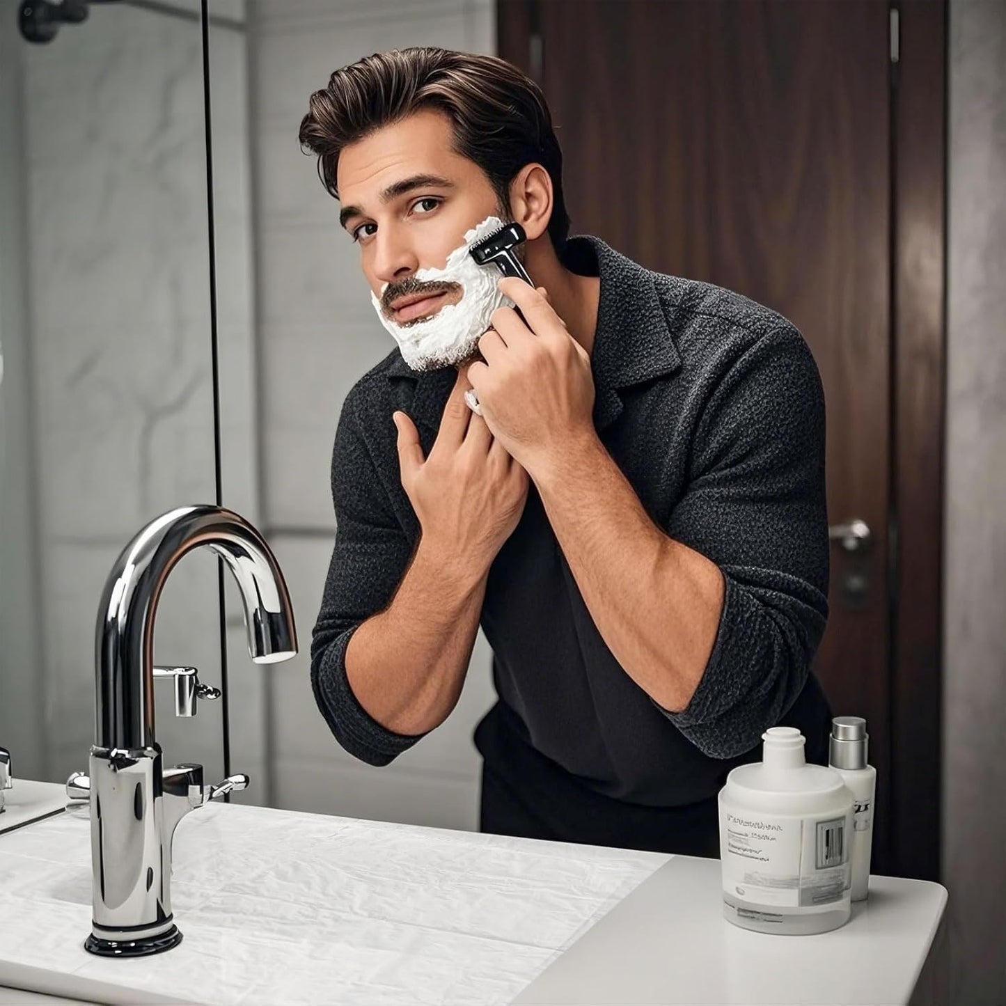 Beard Hair Catcher for Sink Beard Bib Disposable Beard Catcher for Shaving Sink Cover for Shaving & Trimming Clear Stop Worrying About Cleaning (Clear 50 PCS)