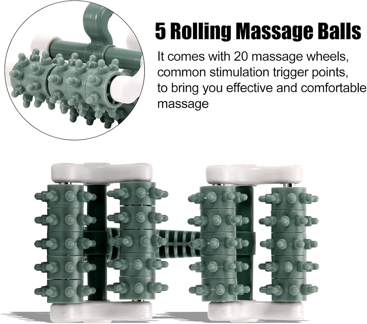 olelo Fascia Blaster, Fascia Blaster for Cellulite, Massage Roller with 20 Wheels for Deep Tissue Myofascial Release, Muscle Roller Stick Relieves Back, Neck, Leg Pain, Green