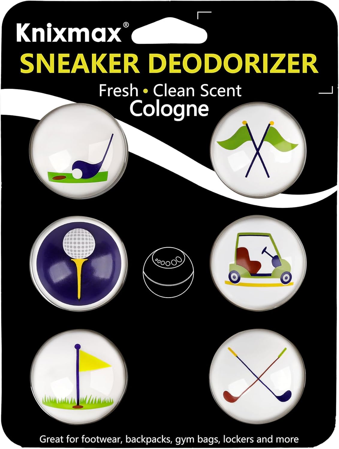 Knixmax Sneaker Deodorizer Shoe Freshener Balls, Boot Odor Eater Deodorizing Ball Sneaker Deodorants, Gym Bags Lockers Car Air Fresheners, 6 Packs Cologne Golf