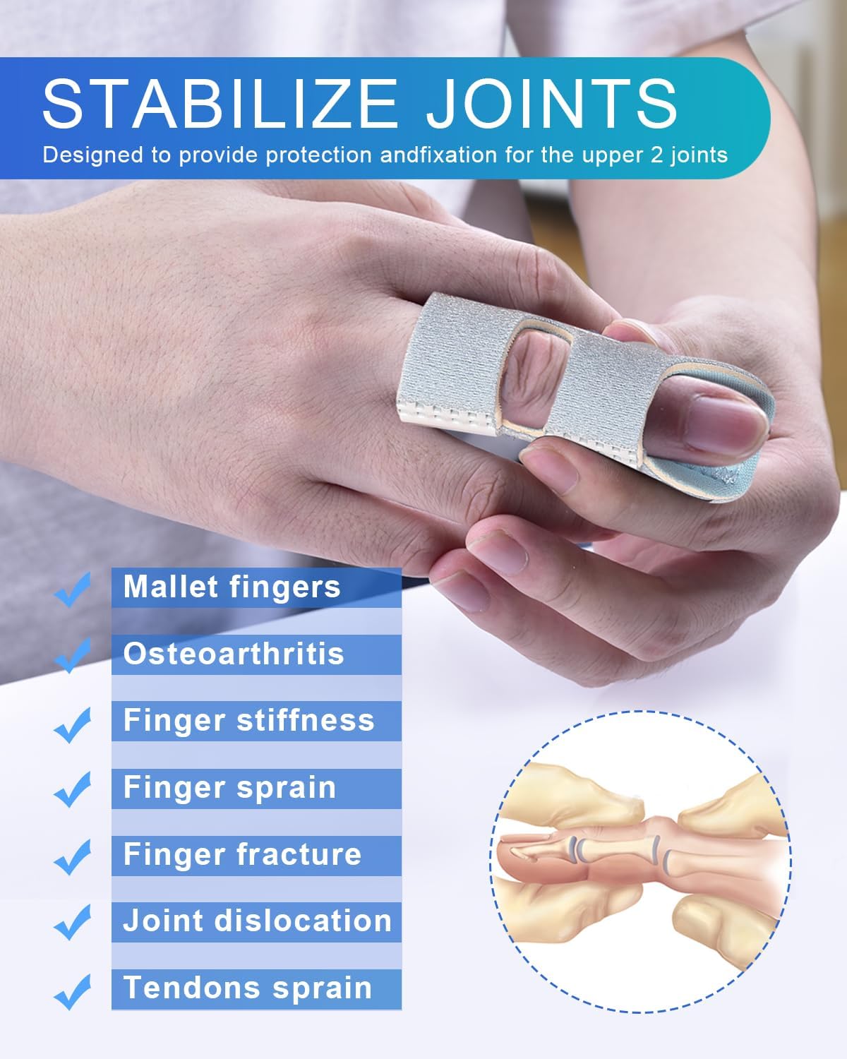 Finger Splint, 5pcs Color Finger Brace Support Stabilizer for Index, Middle, Ring Fingers Straightening Arthritis Knuckle Immobilization