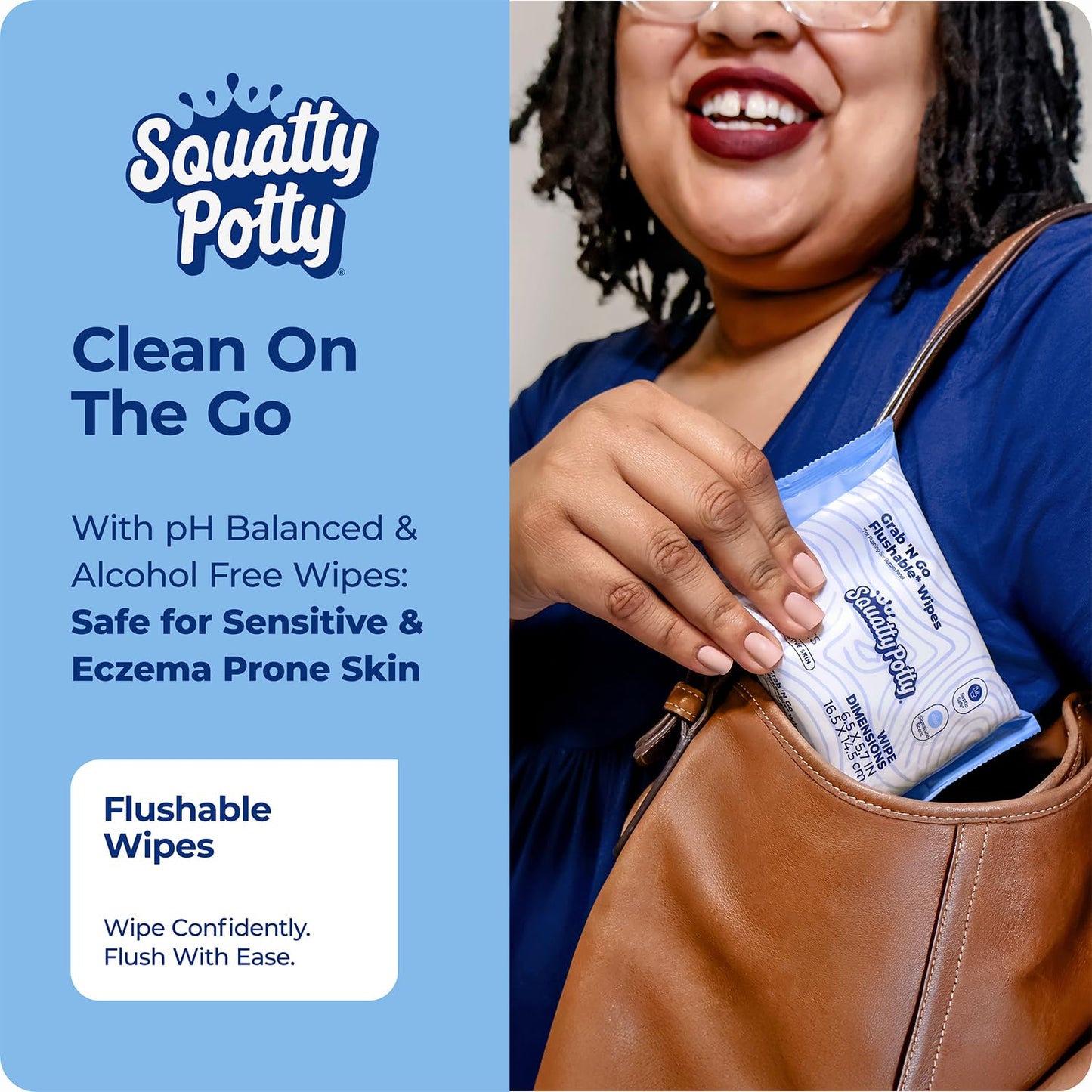 Squatty Potty Flushable Wipes for Travel or On the Go - 3 Pack (54 Total Wipes) - 99% Water & Plant-Based - Green Tea, Cucumber & Aloe Spa Scent - pH Balanced - Septic Safe Adult Wet Wipes