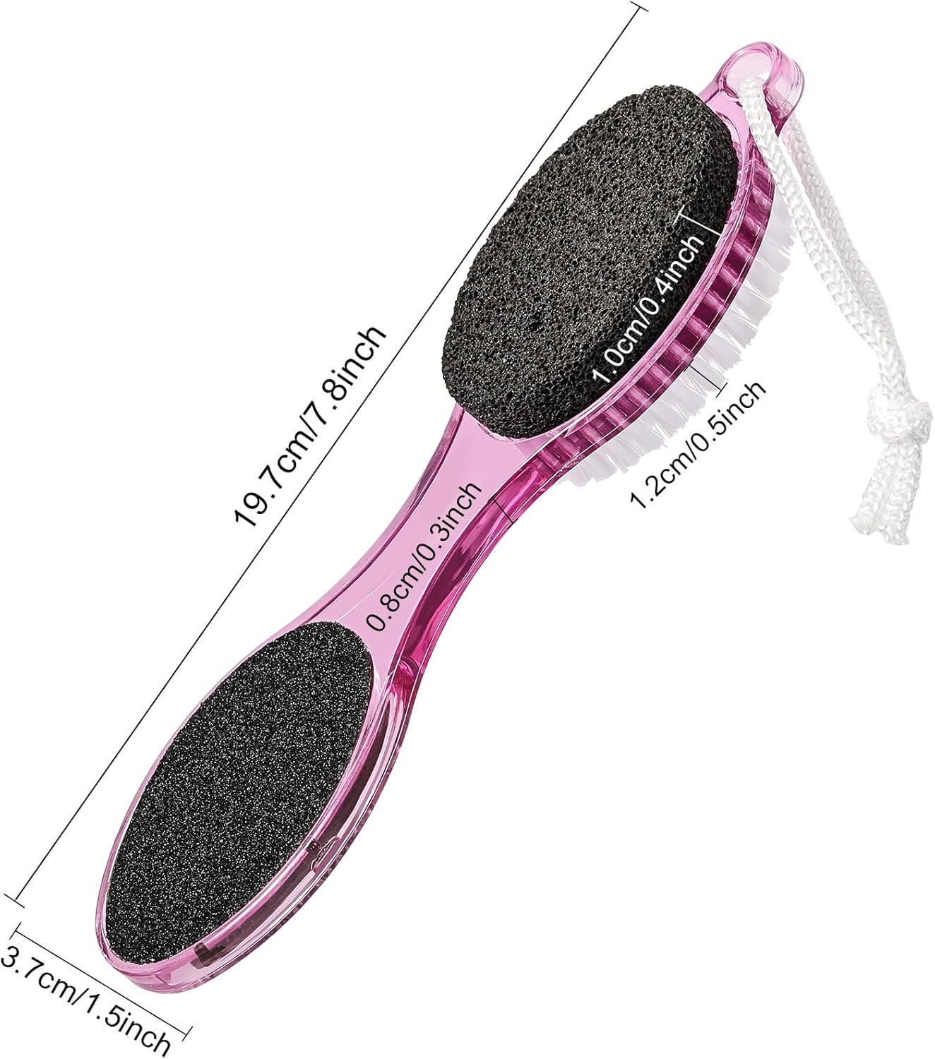 Pumice Stone Brush for Feet 4 in 1, Foot File Callus Remover, Foot Rasp and Sand Paper Pedicure Tools with Handle, Shower Foot Scrubber, Soft Smooth Feet for Home Foot Care,4 Pack