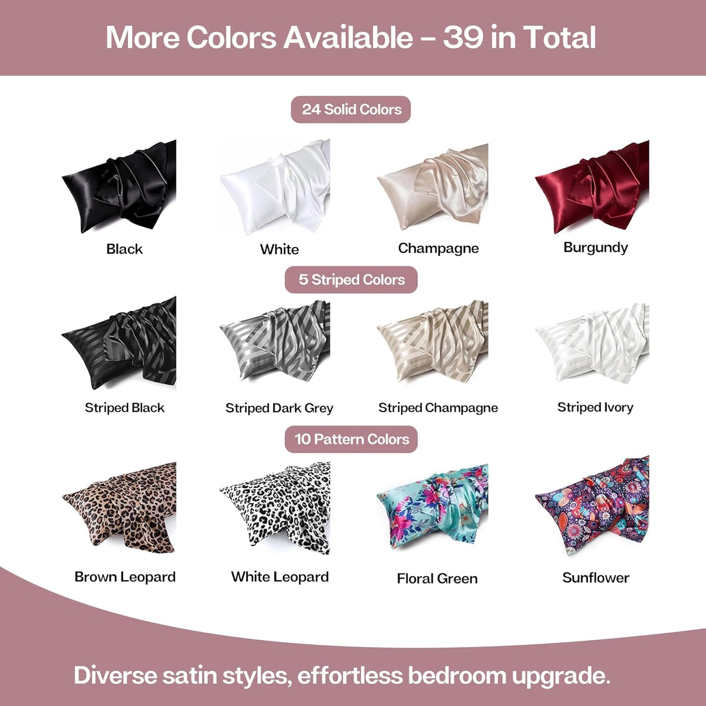 MR&HM Satin Body Pillow Cover, Soft and Breathable Body Pillow Case with Envelope Closure, Cooling and Silky Long Pillowcase for Hair and Skin,Grey (20x54, Rose Taupe)