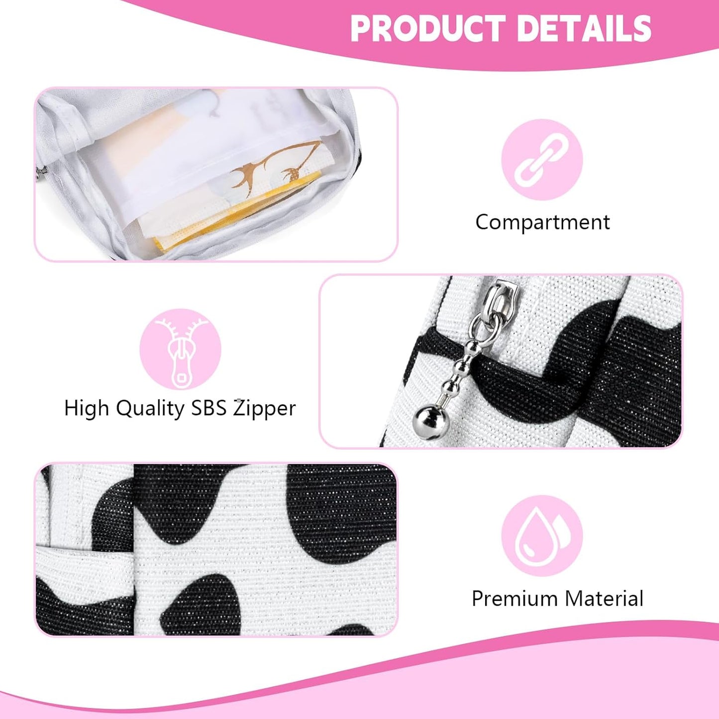Period Bag for Teen Girls, Canvas Sanitary Napkin Storage Bag with Zipper, Portable Menstrual Pad Bag Tampon Holder for Purse