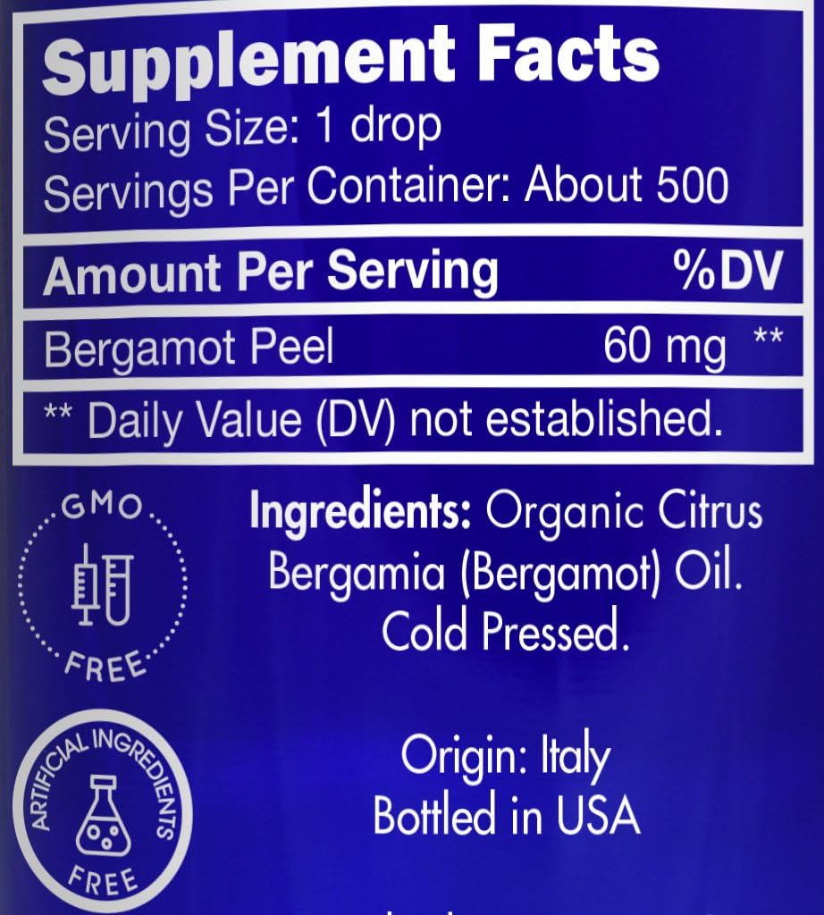 Organic, Bergamot Essential Oil, Food Grade, for Tea – 100% Pure, Bergamot Oil, by Zongle Therapeutics, 1 OZ