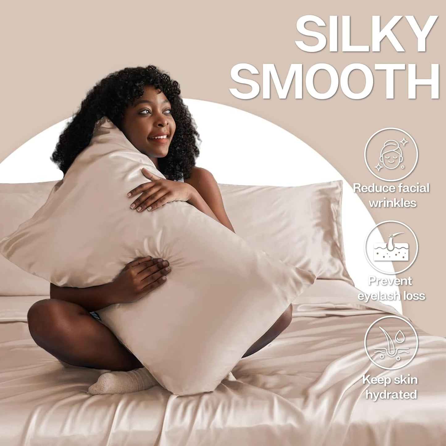 MR&HM Satin Pillowcase for Hair and Skin, Silk Satin Pillowcase 2 Pack, King Size Pillow Cases Set of 2, Silky Pillow Cover with Envelope Closure (20x40, Champagne)