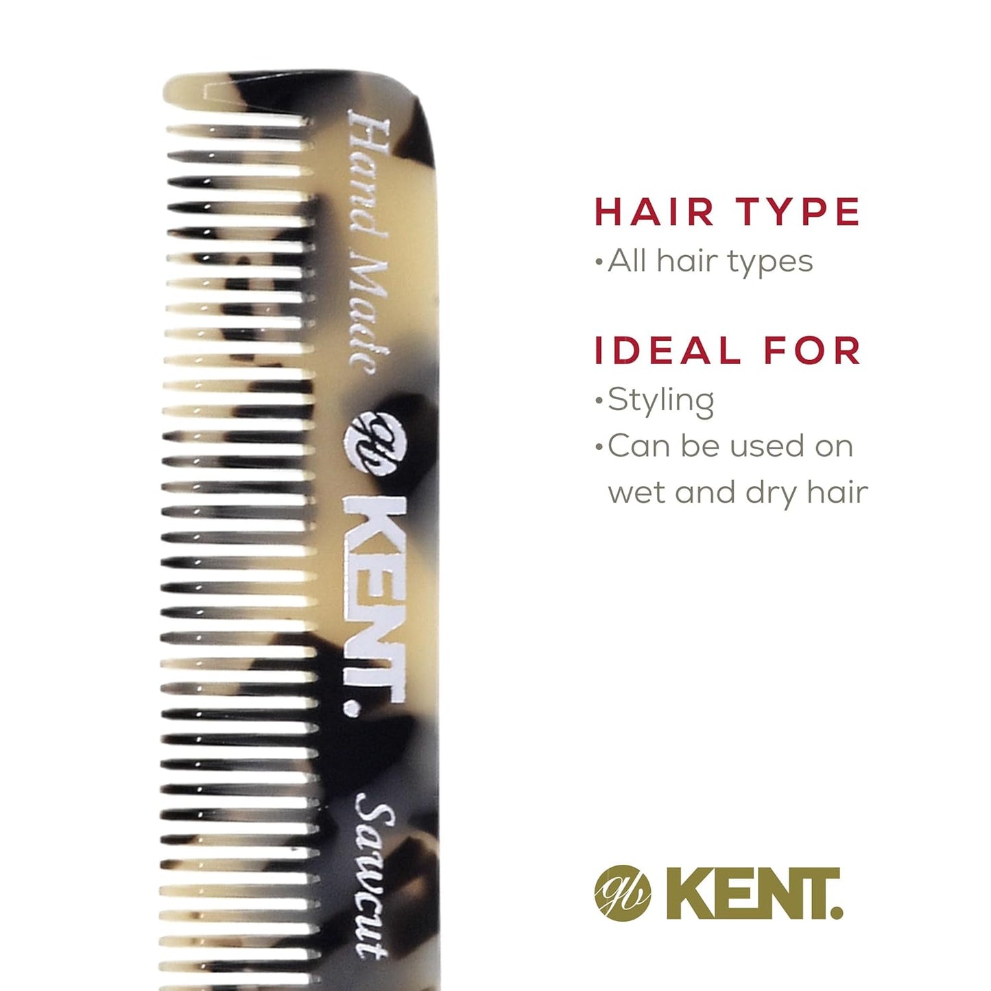Kent Set Men's Hair Pocket Combs, Graphite 81T X-Small, FOT All Fine Tooth, 20T Fine Tooth Folding Comb. Best Hair, Beard and Mustache Grooming Kit for Travel and Home Care, Handmade in England