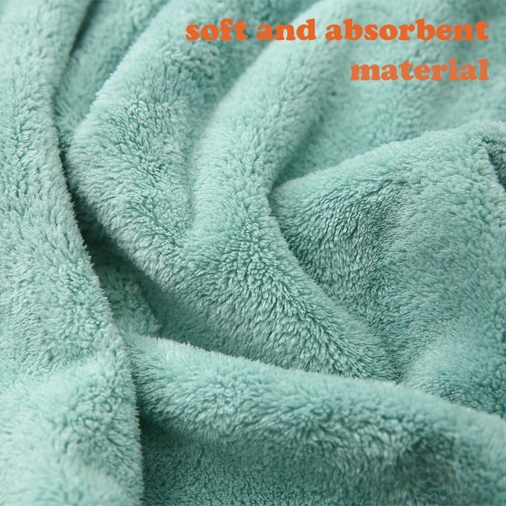 2 Pack Microfiber Hair Towel Wrap,Hair Drying Towel with Button, Hair Towel Turban,Head Towel to Dry Hair Quickly (Green&Green)