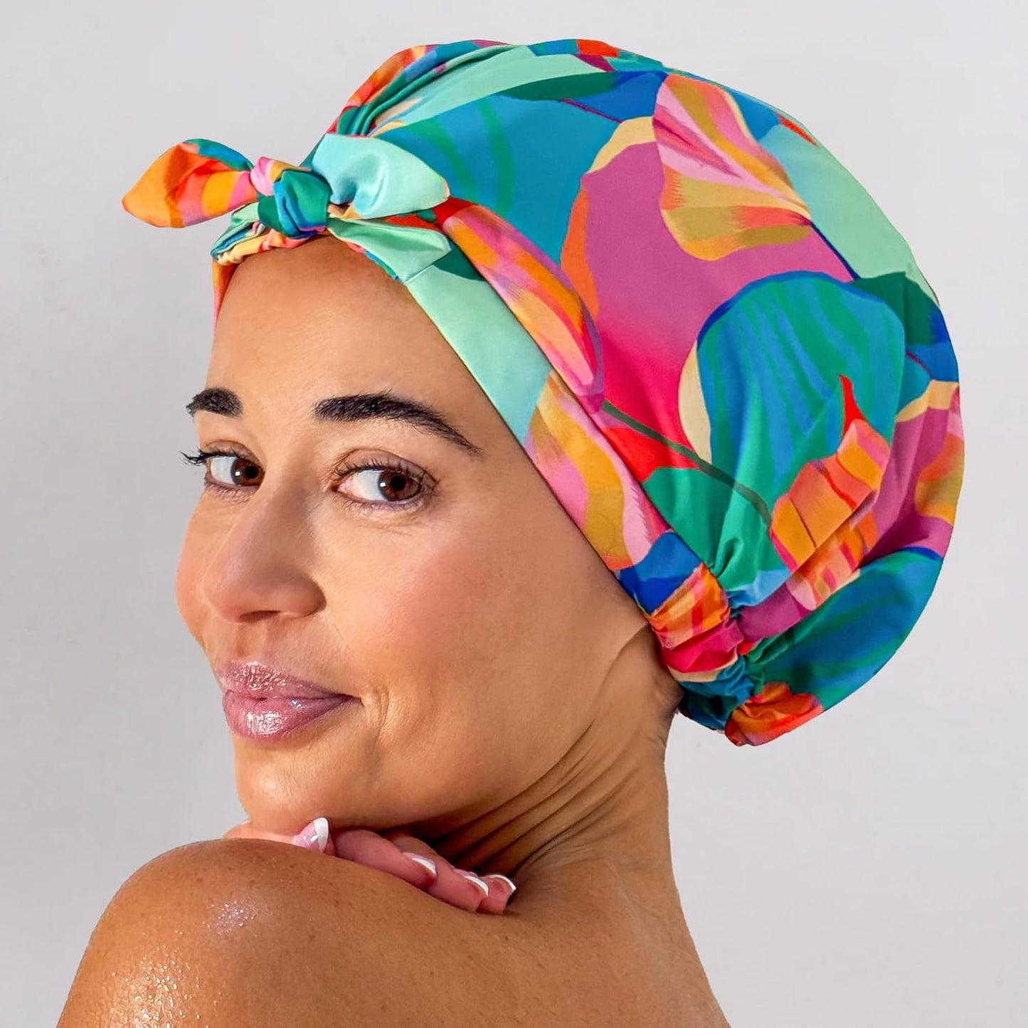 GRACE & COMPANY Luxury Shower Cap For Women - 100% Waterproof, Reusable, Washable & Breathable Shower Caps - Birds Of Paradise