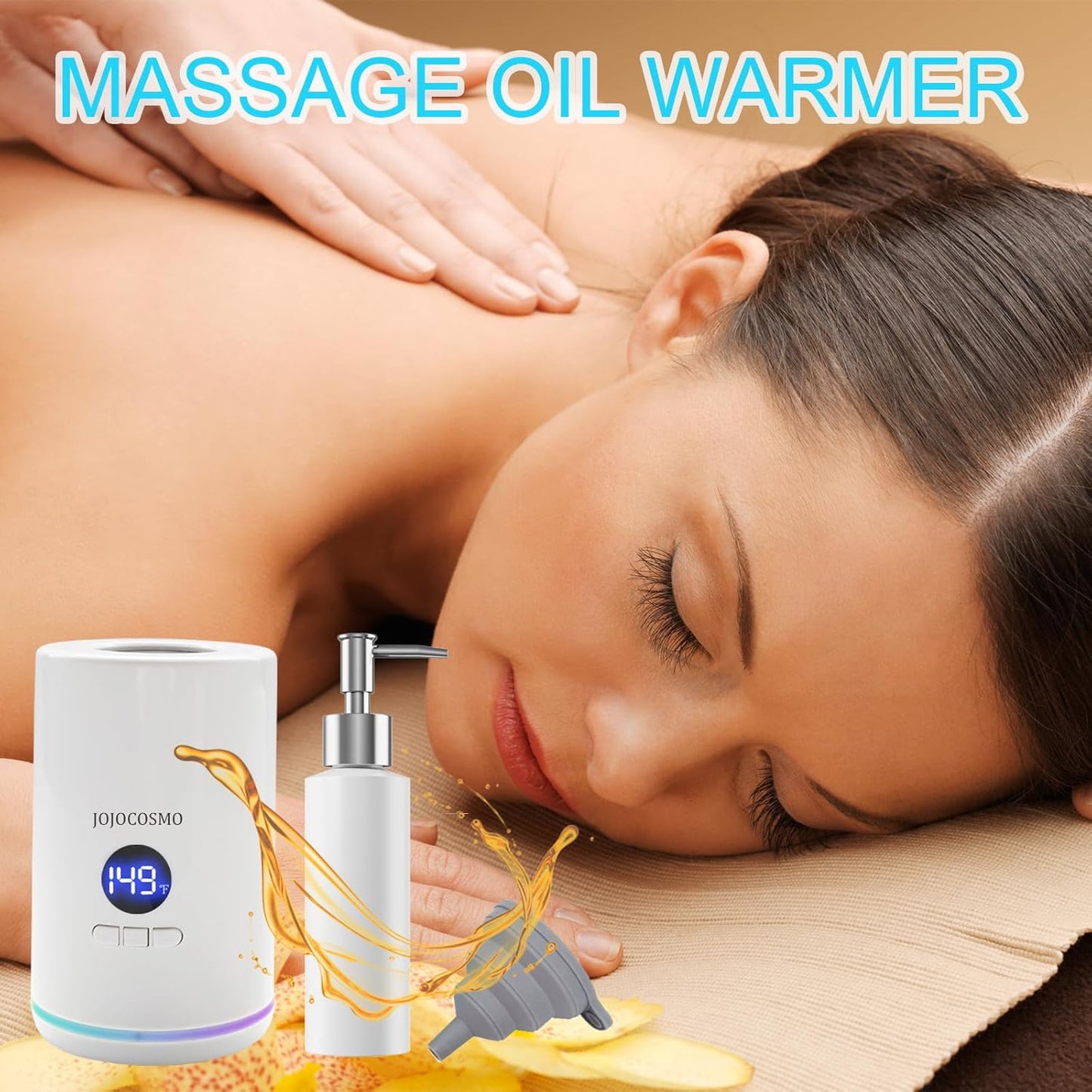 Massage Oil Warmer, Professional Lotion Warmer Heater,Automatic Massage Bottles Warmer Heated Oil Lotion Cream for Salon, Barber Shops, Home, with Two Oil Bottle Dispenser