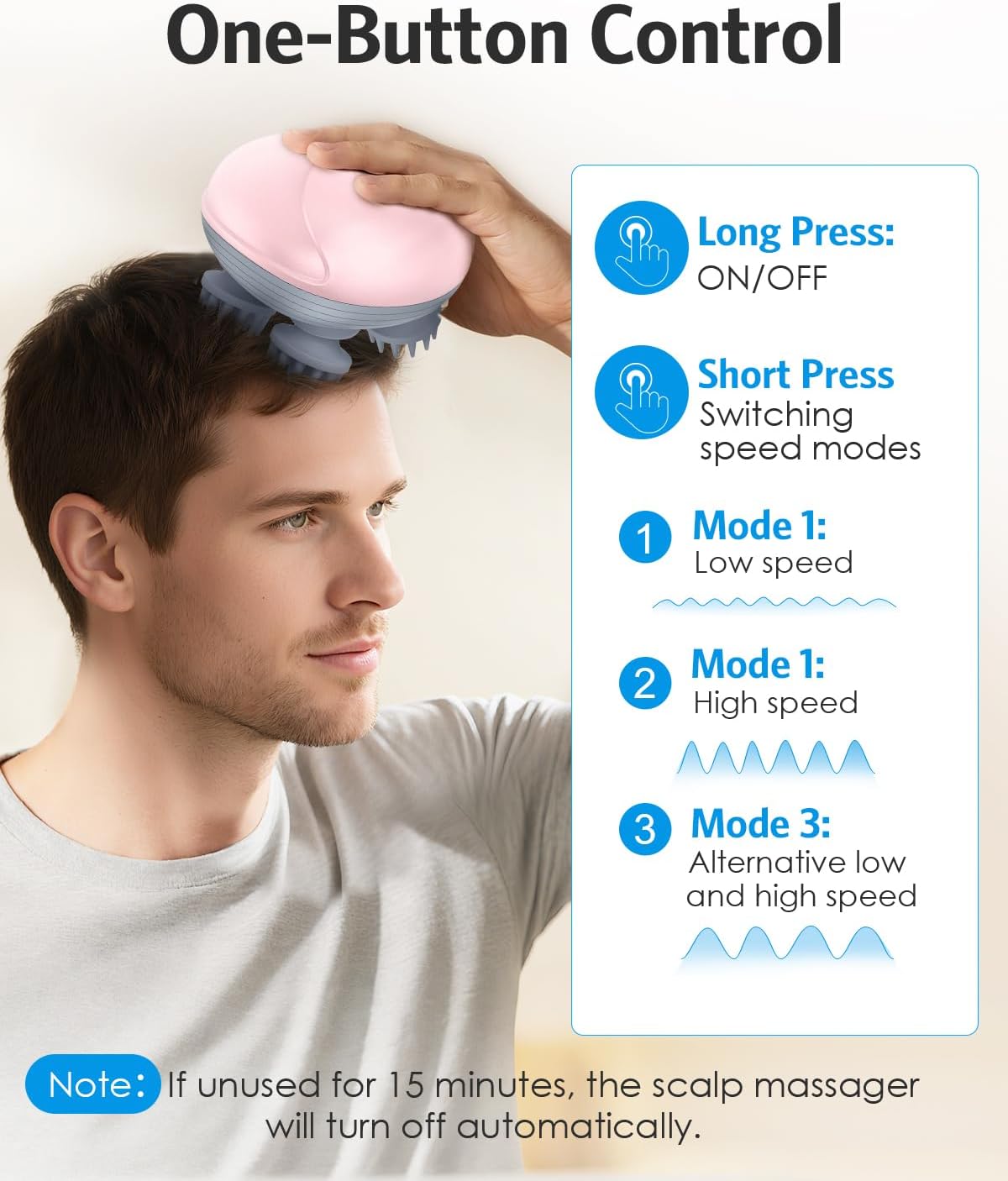 AMIR Electric Scalp Massager, Portable Head Scratcher With 96 Kneading Nodes, Handheld for Stress Relief and Pain Relief, Ideal Gifts for Women, Men (Pink)