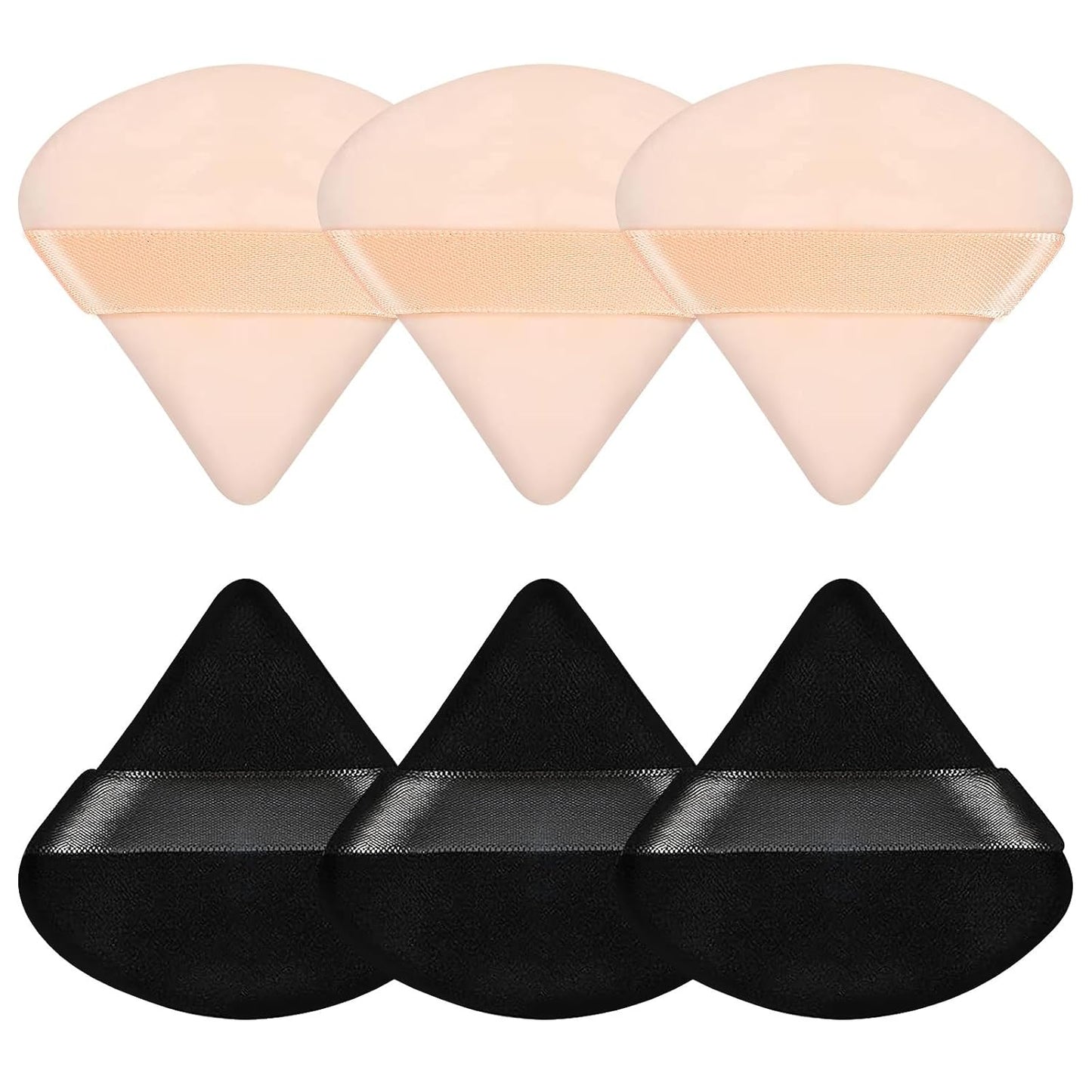Pimoys 6 Pieces Powder Puff Face Triangle Makeup Sponge Soft Velour Puffs for Loose Powder Setting Powder Blender Foundation Sponge Beauty Makeup Tool, Stocking Stuffers Gift for Women