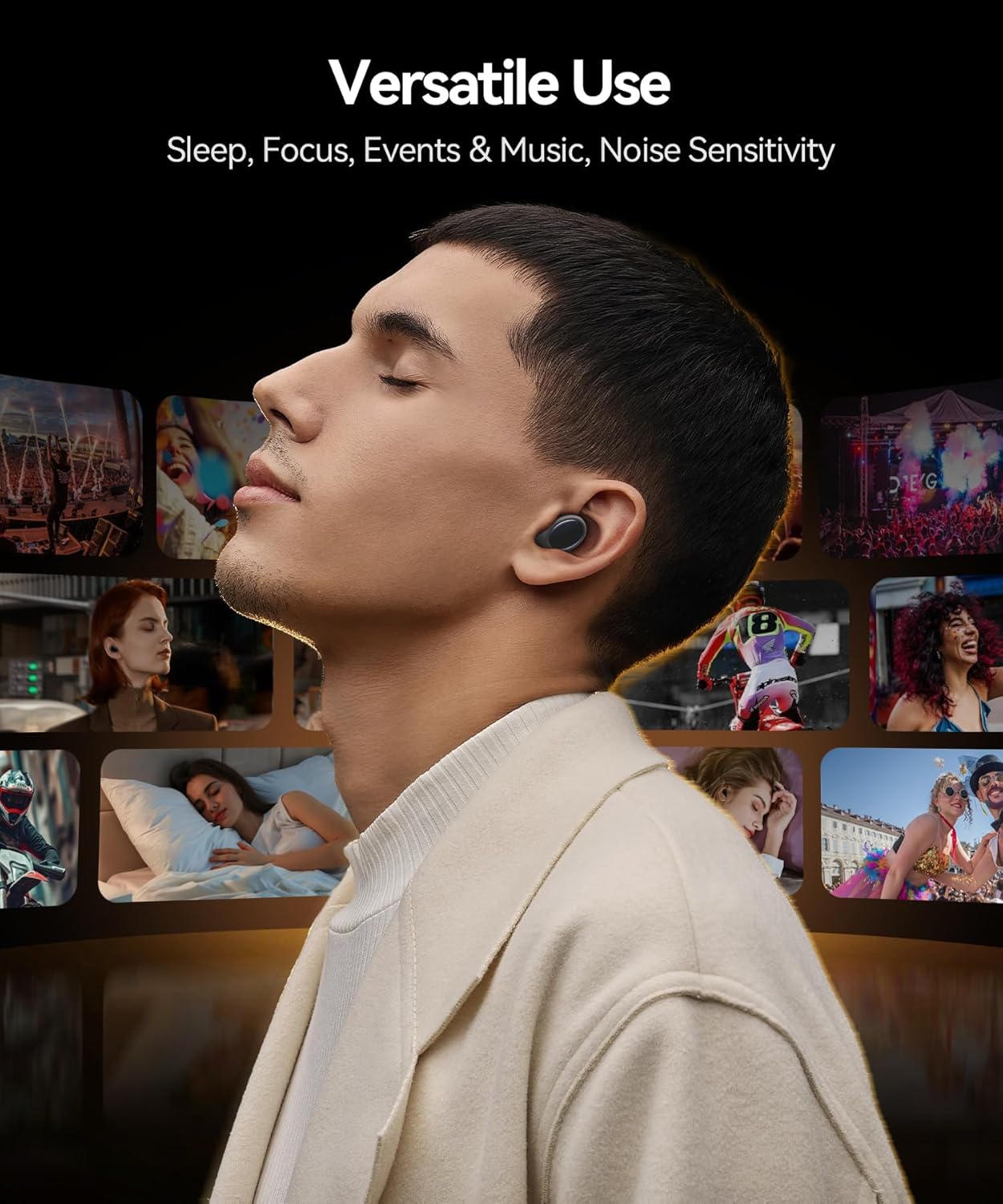 Ear Plugs for Sleeping 45dB Noise Cancelling Ear Plugs for Concerts & Noise Reduction, Earplugs for Sleep, Snoring Airplane Musician Calmer, Silicone Earplugs Reusable Concert Ear Plug +8Tip Oil Black