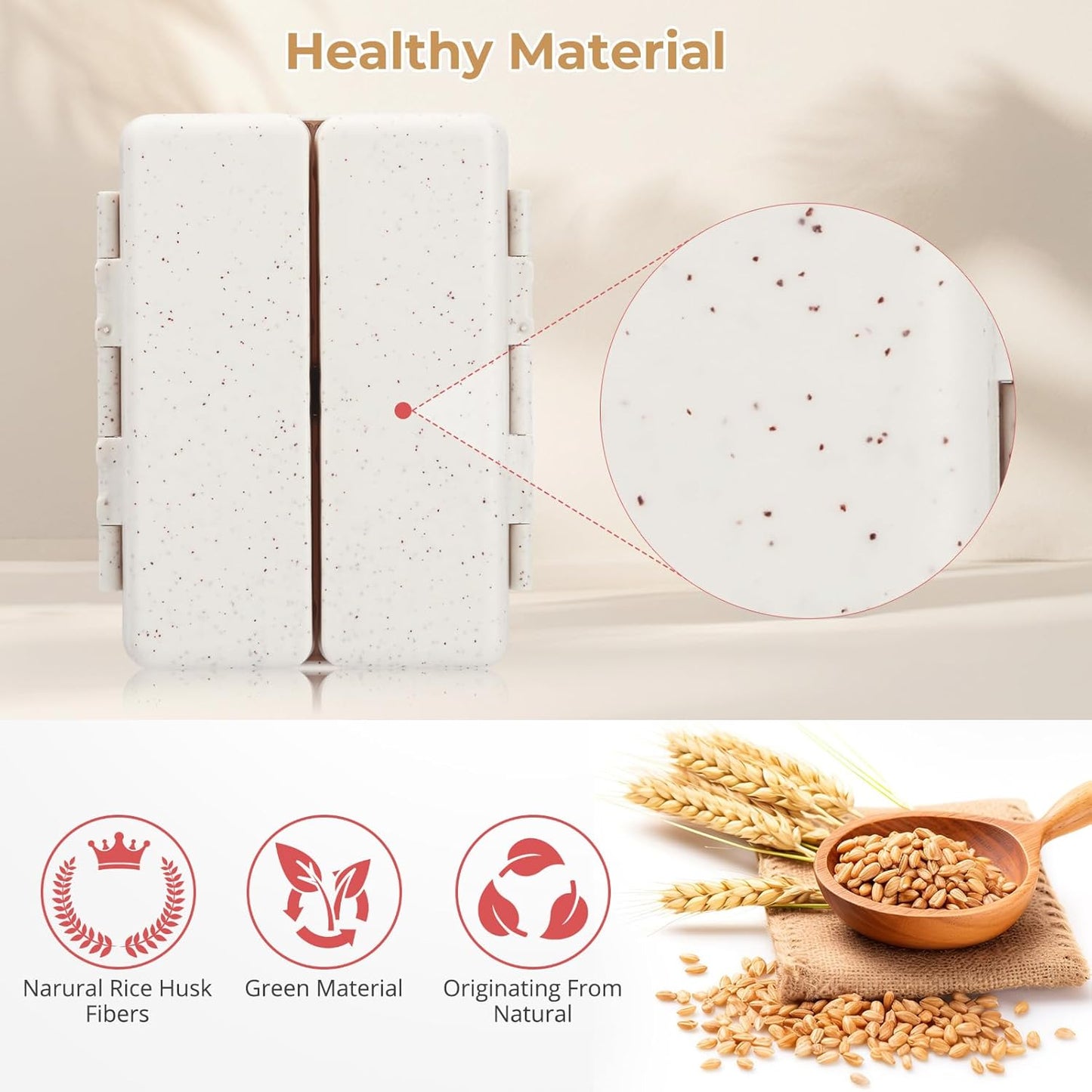 Zentiky Small Daily Pill Organizer with Labels, Medicine Pill Organizer Fit with Your Purse or Pocket for Travel to Hold Vitamin, Fish Oil, Supplement,Cotton Swabs, Bandages or Jewelry-Beige