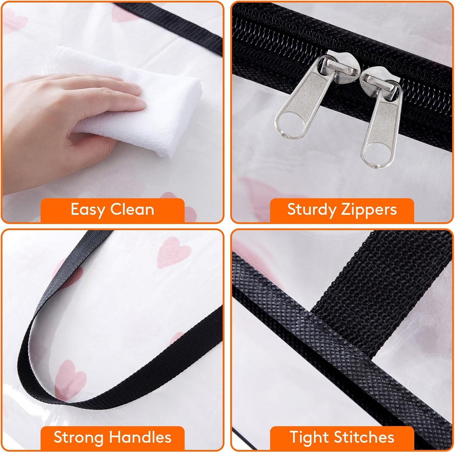 Lifewit 4 Pack Clear Clothes Storage Bags, 40L Plastic Blanket Storage Bag, Vinyl Foldable Moving Bags with Zipper, Closet Organizers and Storage Containers for Bedding, Duvet, Comforter