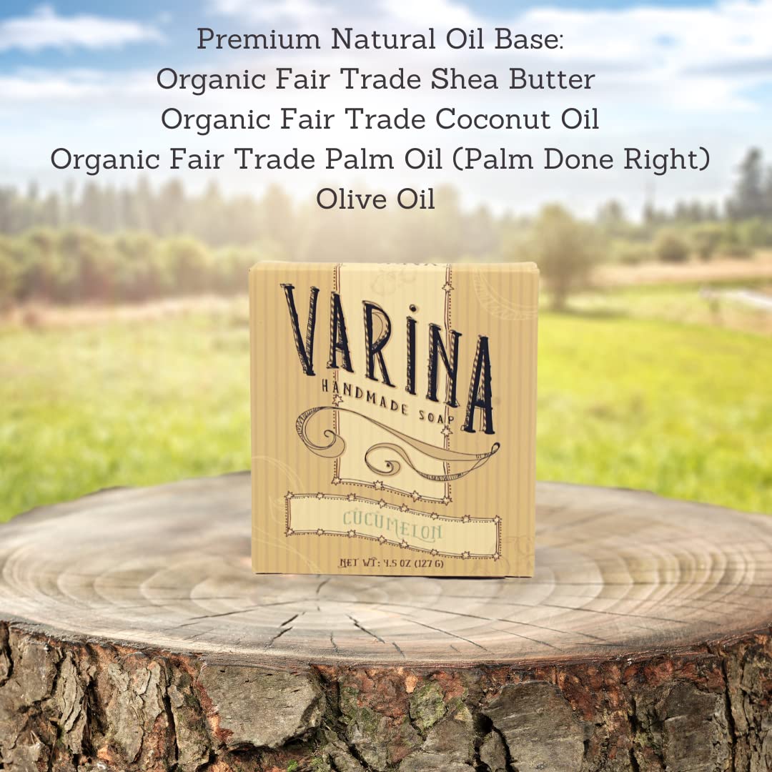 Varina Natural Cucumelon Bar Soap - Gentle Cleansing for Sensitive Skin, Fruity - 3 Pack