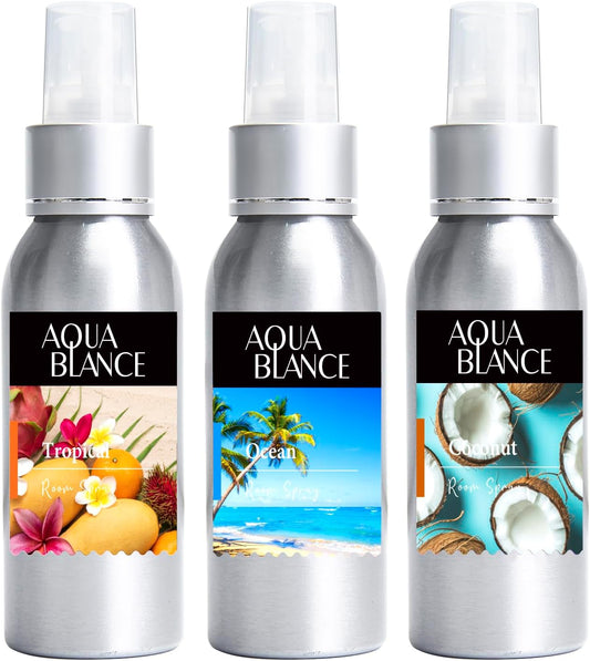 Fragrant Room Spray, Tropical, Ocean, Coconut, 3 x 3.4 fl oz, Air Fresheners Odor Eliminator for Home, Bathroom, Concentrated Room Spray