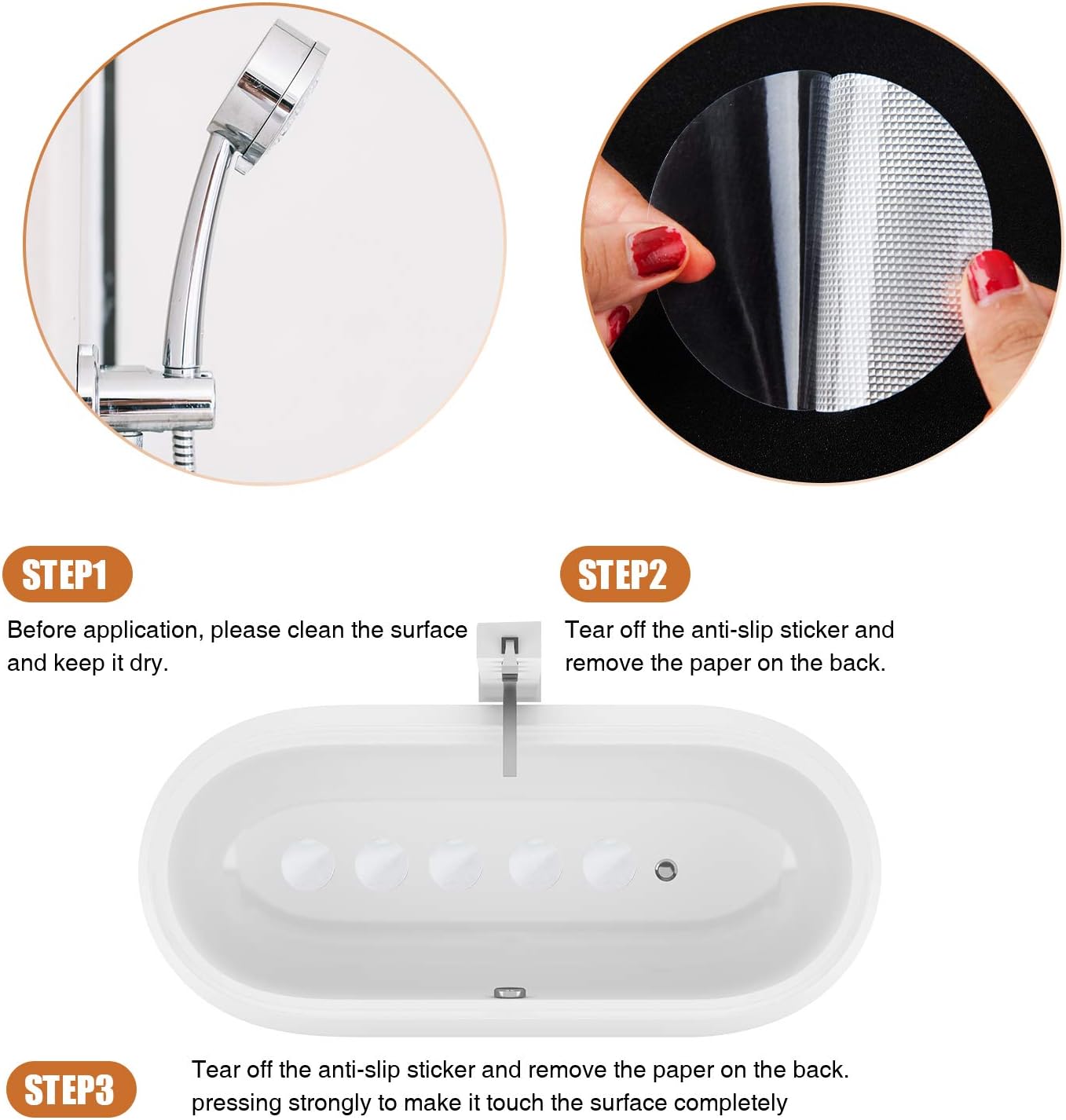 36PCS Non-Slip Bathtub Stickers, Safety Bathroom Tubs Showers Treads Adhesive Decals Scraper