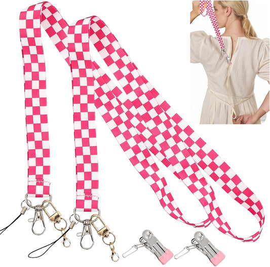 2 Pack Zipper Helper Pull for Dresses - One-Handed Zipper Puller with 3 Hooks for Dresses, Shoes and Boots, Skirts & Bags Zipper Puller Helper Aid for Women, Traveler, Seniors & Long Nails (Pink)