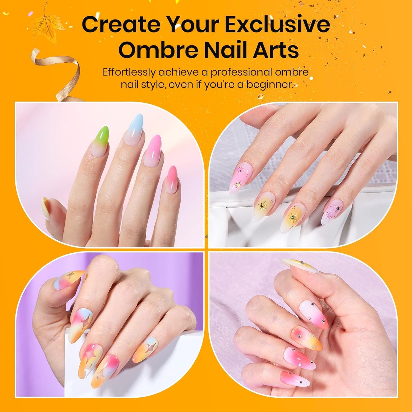 Beetles 150Pcs Soft Nail Sponges for Ombre, White Nail Sponge with Grabbing Pen, Blooming Nails Art Brushes, Gradient Manicure DIY Tools, Professional Accessories Supplies for Home and Salon Use