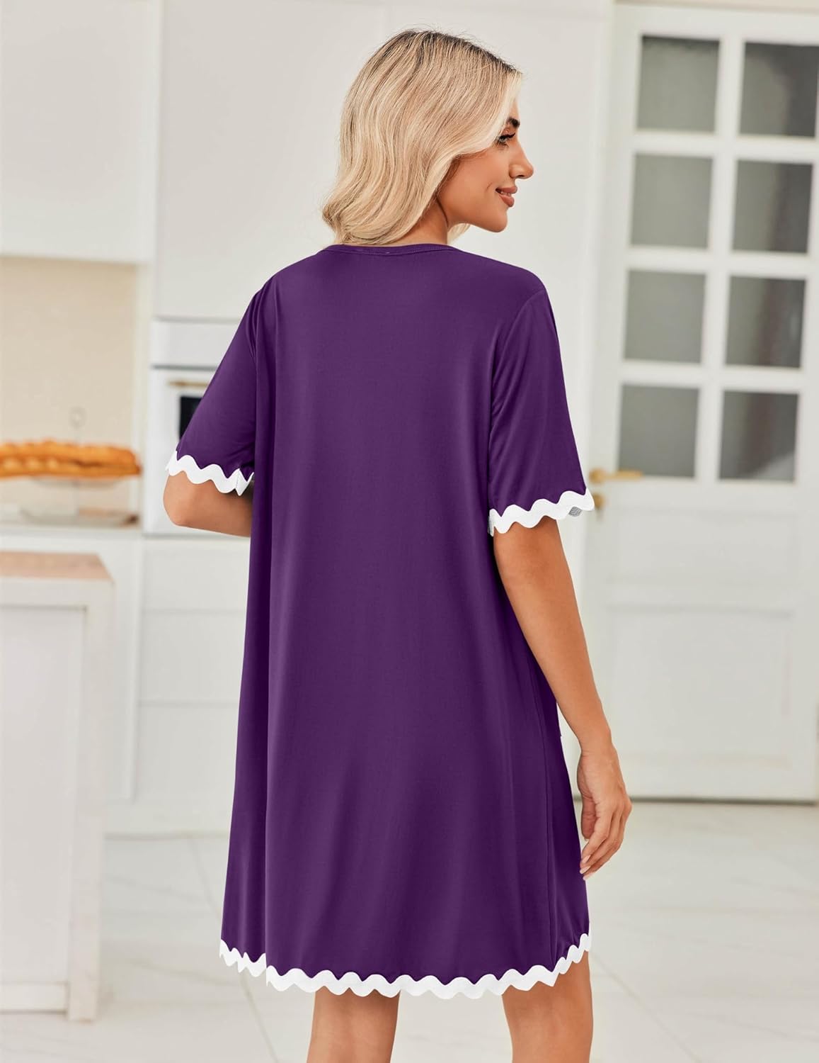 Ekouaer Women Zip Up Robe Lightweight Housecoats with Pockets Knee Length Short Bathrobes Soft Nightgown S-3XL