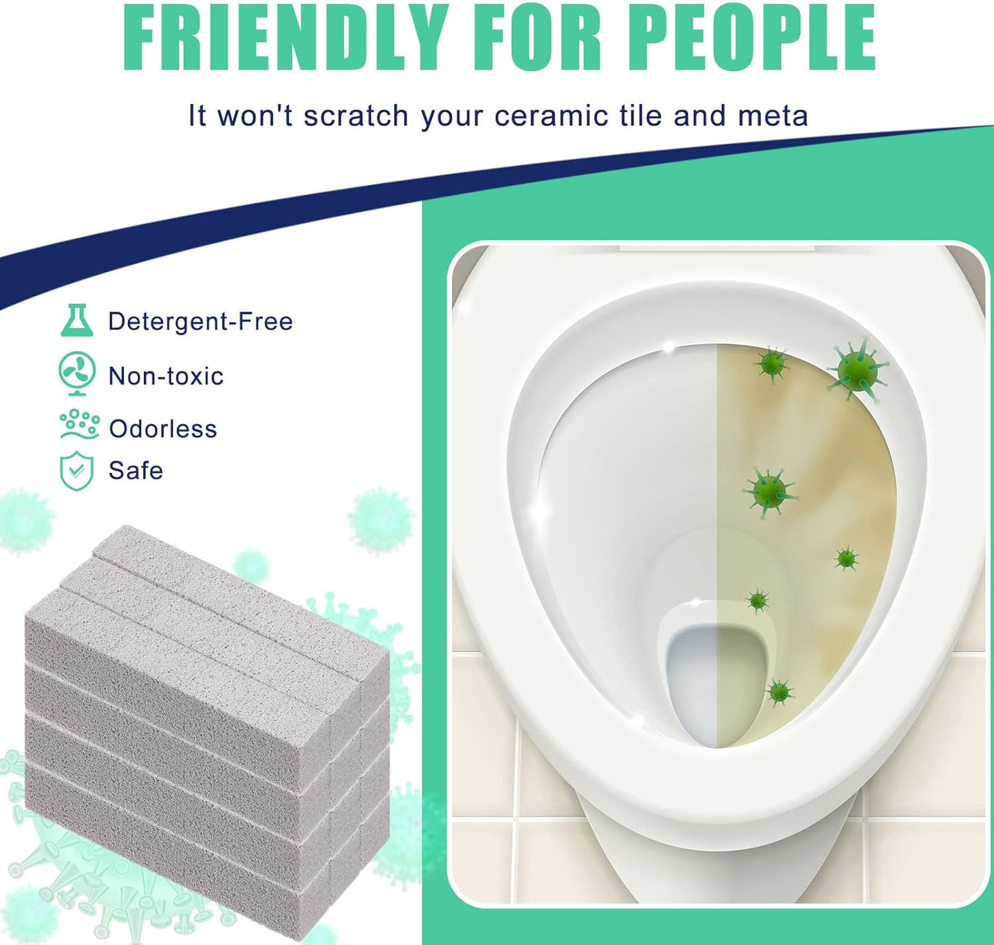 100 Pack Pumice Stone for Toilet Cleaning Bowl Stick Toilet Pumice Scouring Pad Pumice Stick Cleaner for Toilet, Bathtubs, Bathroom, Kitchen Sink, Pool, Grill, 5.9 x 1.37 x 0.98 Inch