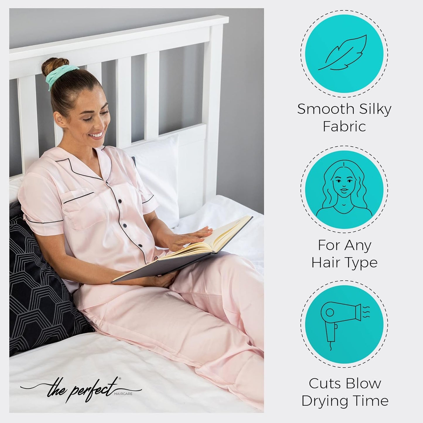 Microfiber Hair Drying Towel Scrunchies - The Perfect Haircare - Anti-Frizz & Silky Smooth - Ponytail/Bun Holder - Quick Drying & Absorbent - for Curly, Wavy, Long & Short Hair (2 Pack) (Aquamarine)