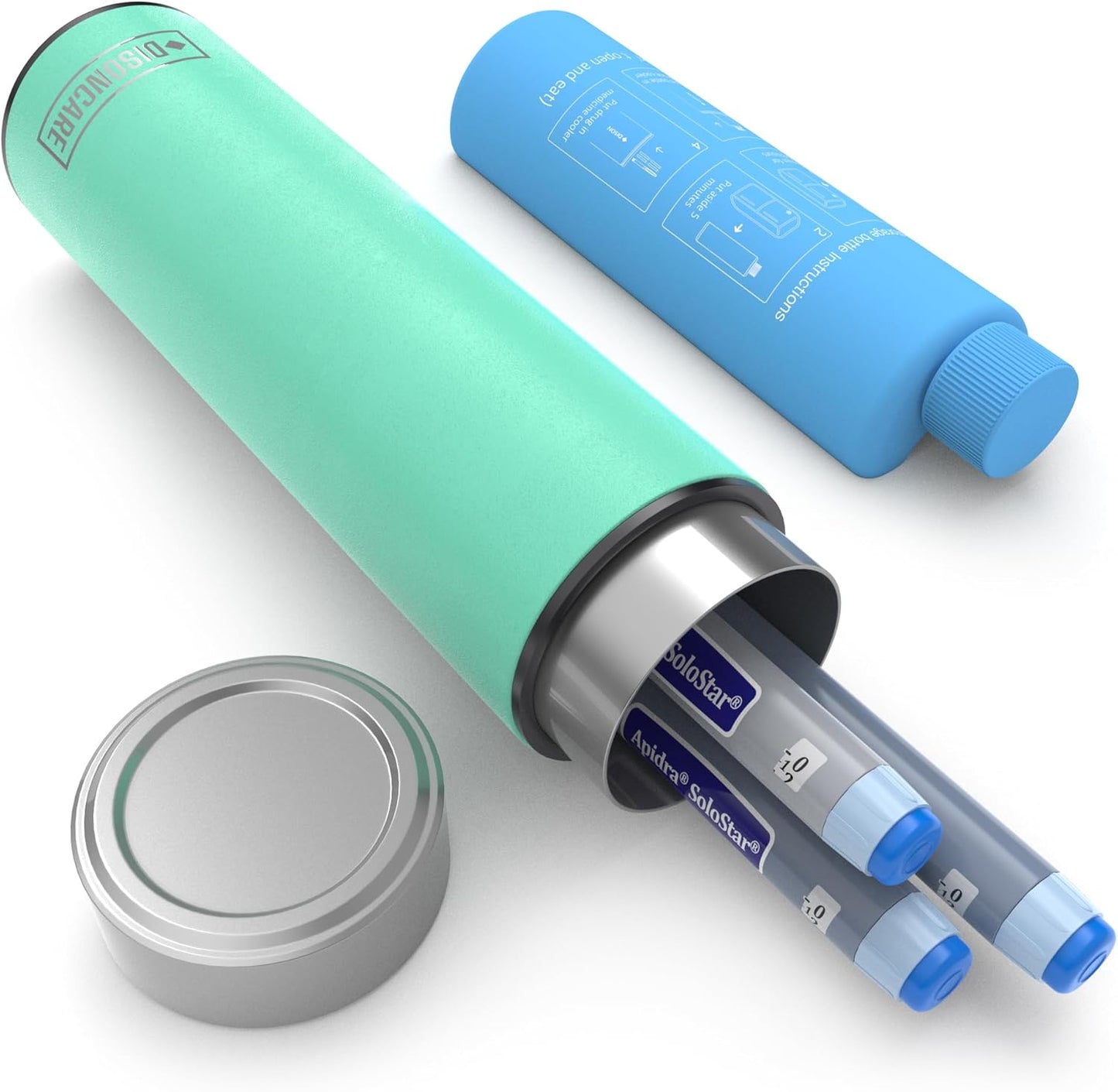 DISONCARE Odyssey 60H 3 Insulin Pens Cooler Travel Case Medication Cooler for Travel TSA Approved Diabetic Insulina EpiPen Carry Case Medicine Bag Ice Pack with Medical Alert Tag(Cyan)
