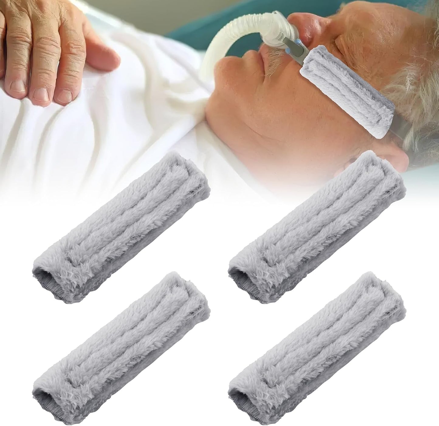4 Pack Strap Covers Breathable Strap Cushions Work for Most Headgear Straps Can Reduce The Tracks On The Face Made of Soft Fabric Face Pads (Light Grey)